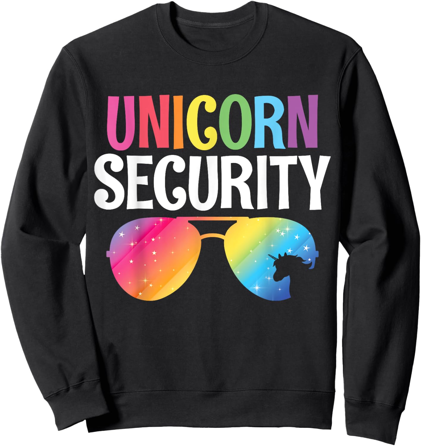 Unicorn Security Birthday Family Halloween Costume Mom Dad Sweatshirt - Sweatshirt | Black