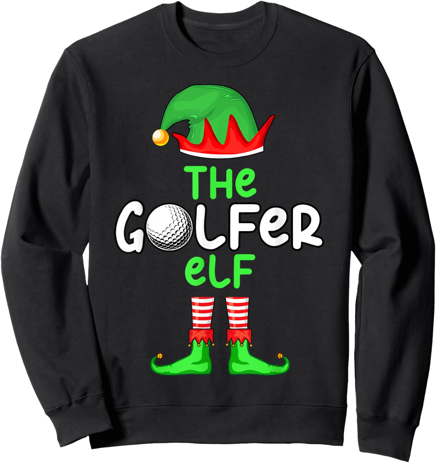 I'm The Golf Elf Golfer Christmas Family Matching Pajama Sweatshirt - Sweatshirt | Black