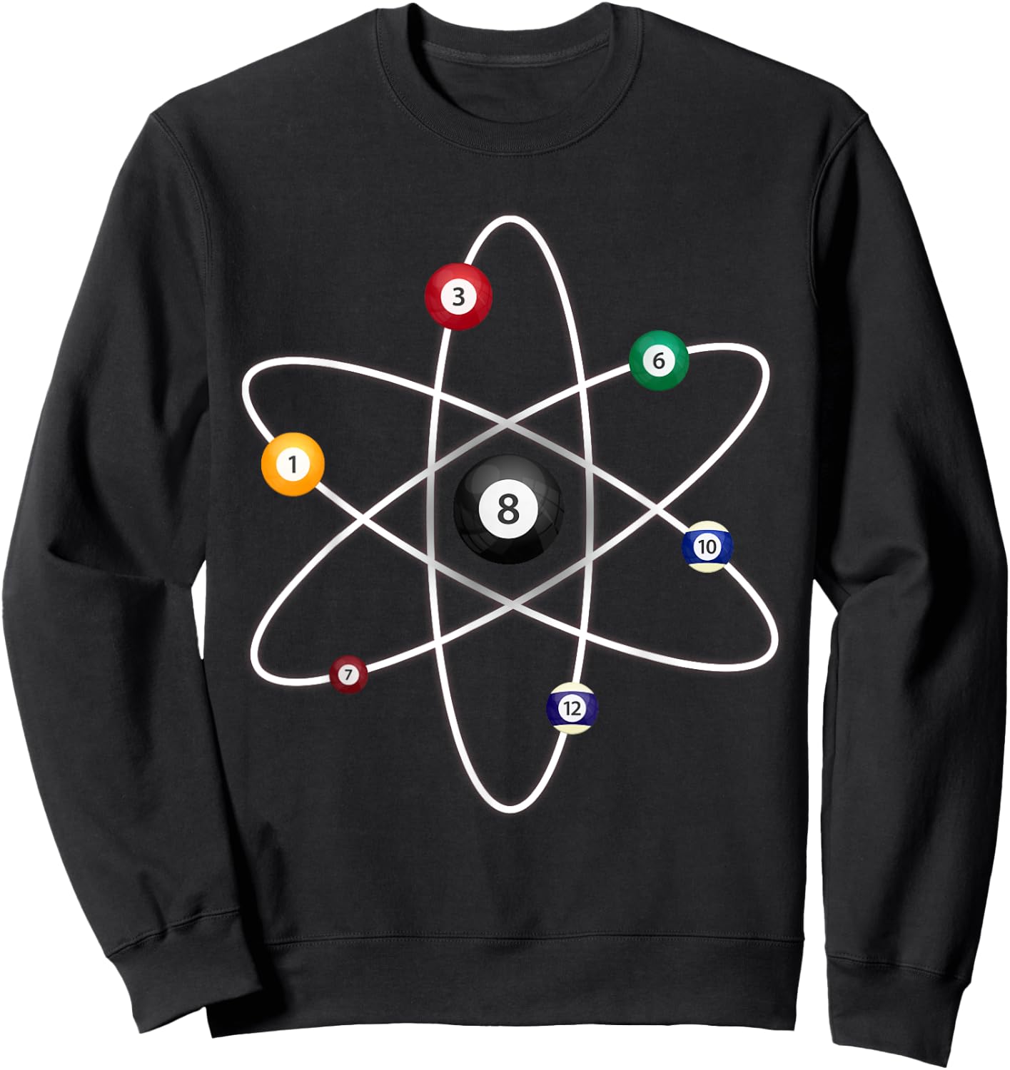 Billiard Lover Pool Player Game Sports Cue Ball Atoms Men Sweatshirt - Sweatshirt | Black