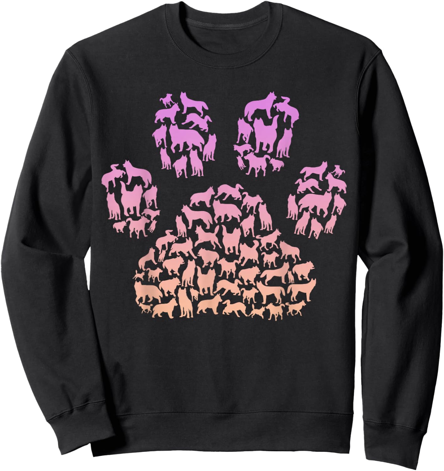 Paw Print Huskies Design for Husky Dog Lover | Girls Husky Sweatshirt - Sweatshirt | Black