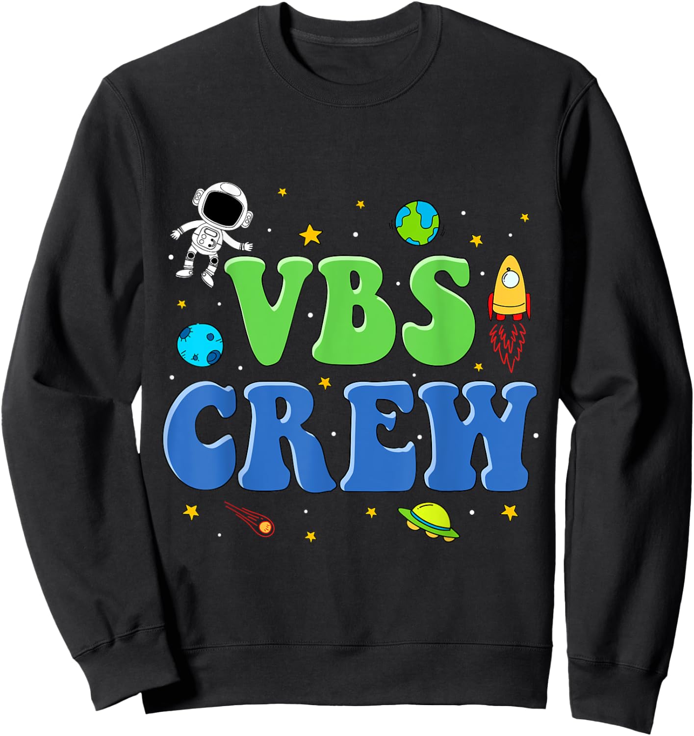 VBS Crew Vacation Bible School Space Astronaut Kids 2023 Sweatshirt - Sweatshirt | Black