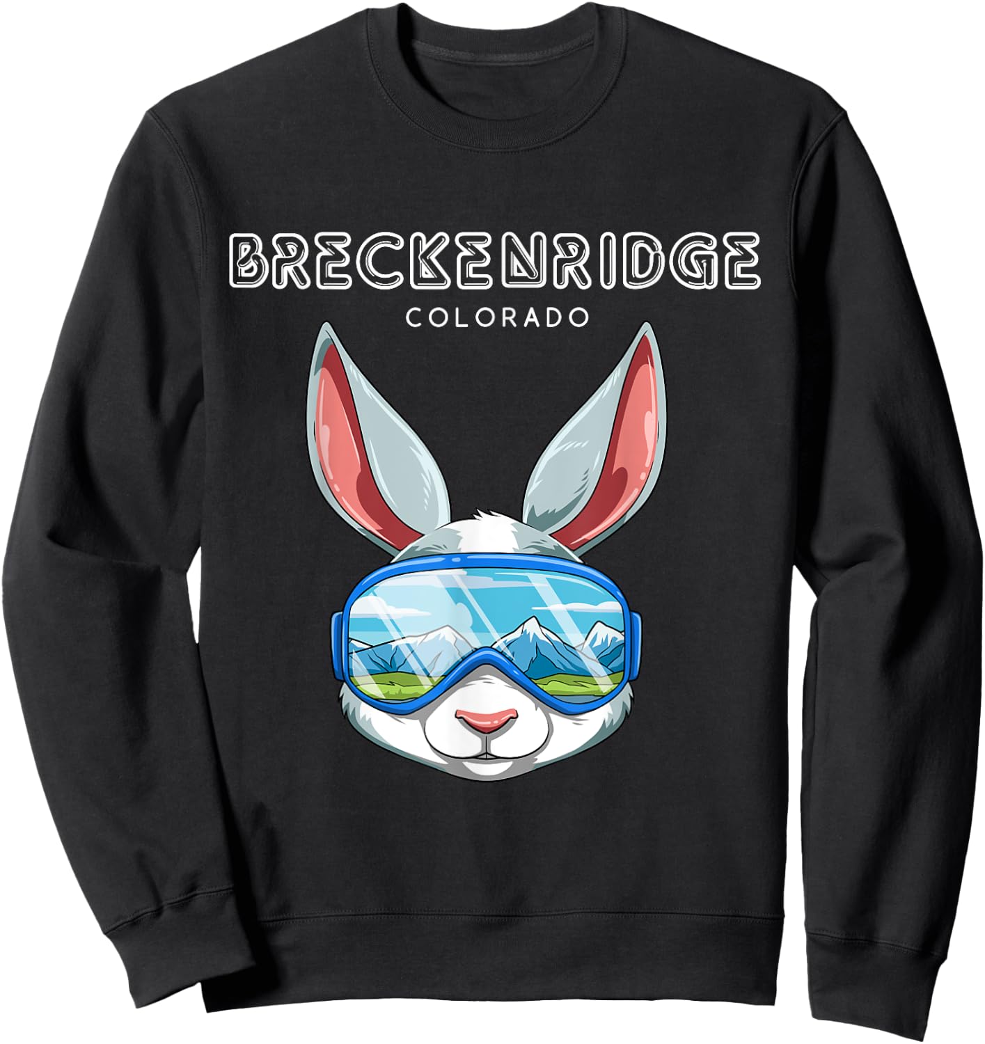 Breckenridge Colorado USA Ski and Snowboard Rabbit Sweatshirt - Sweatshirt | Black