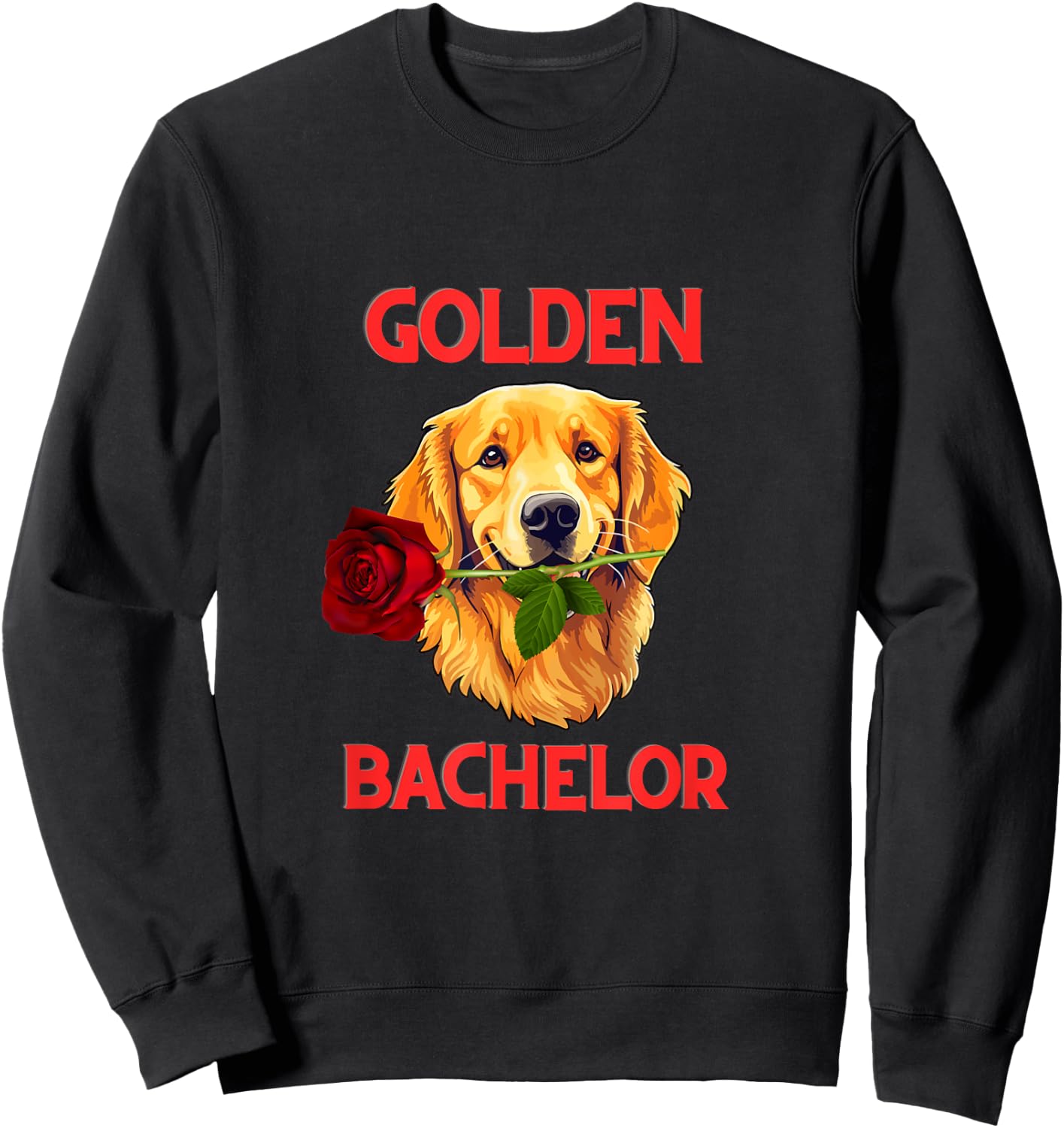 Golden Retriever Golden Bachelor Cute Funny Dog Shirt Pun Women Kids Sweatshirt - Sweatshirt | Black