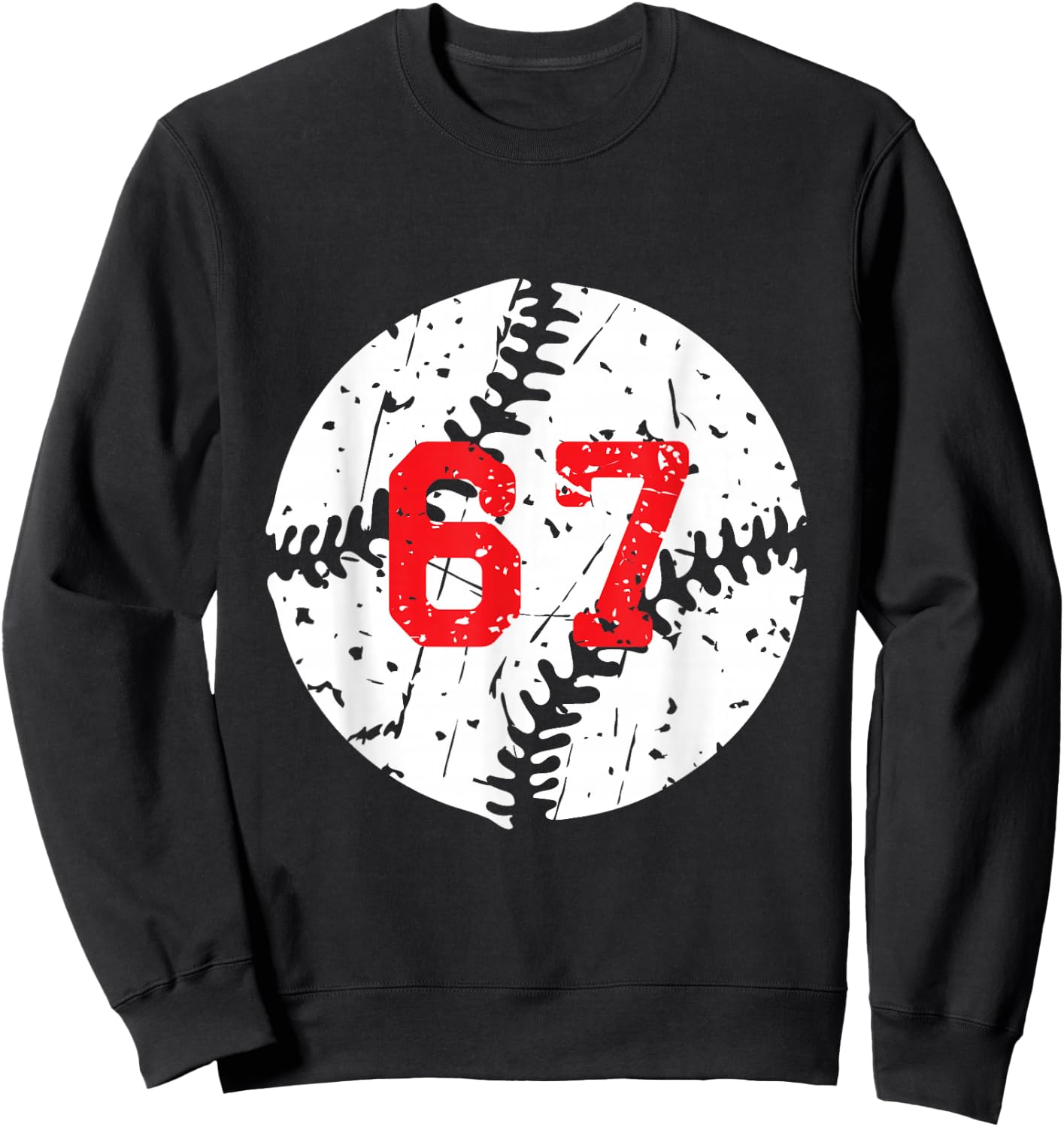 Baseball Number 67 Sweatshirt - Sweatshirt | Black
