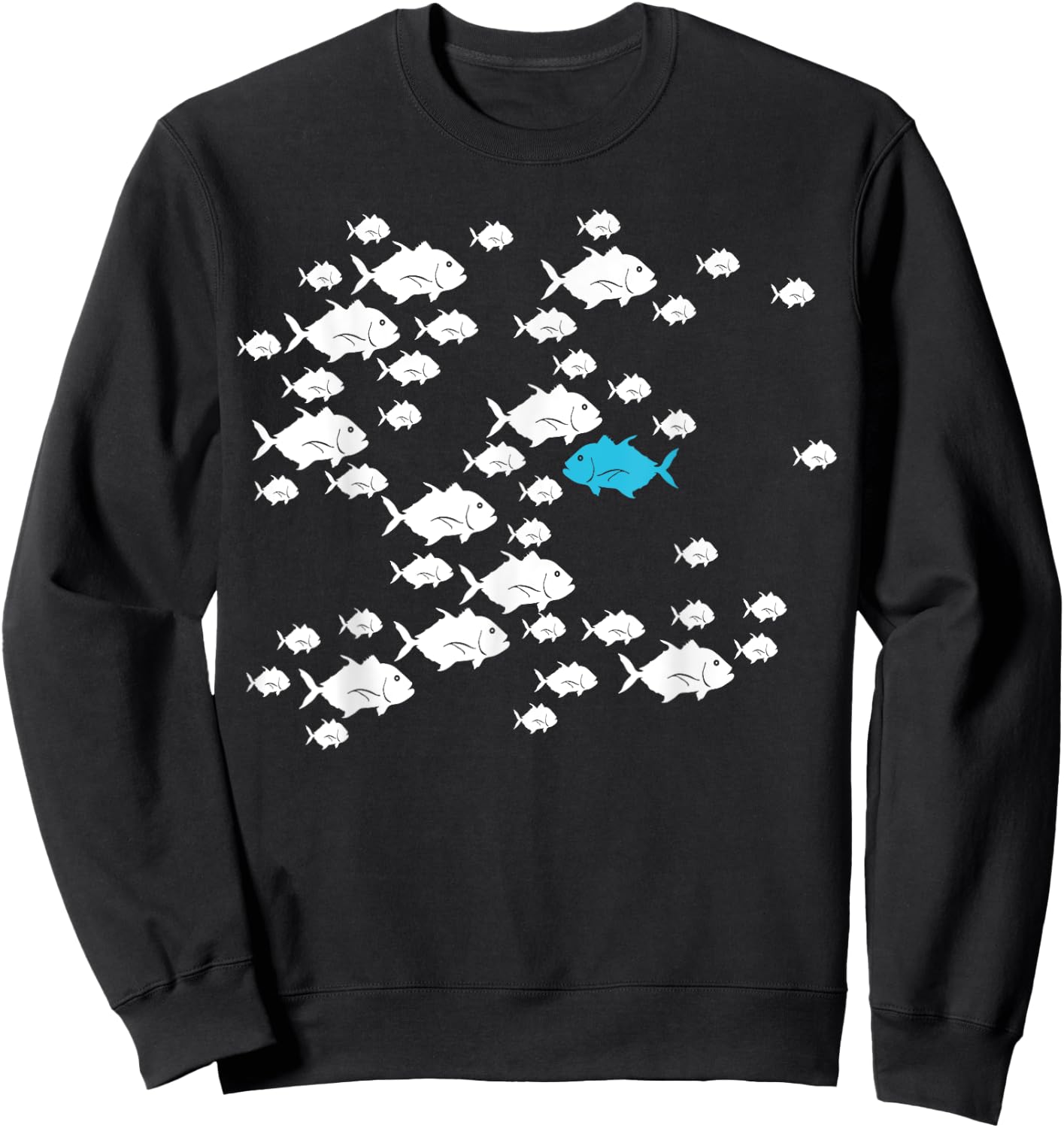 Fish swim against current in the sea swim against the waves Sweatshirt - Sweatshirt | Black