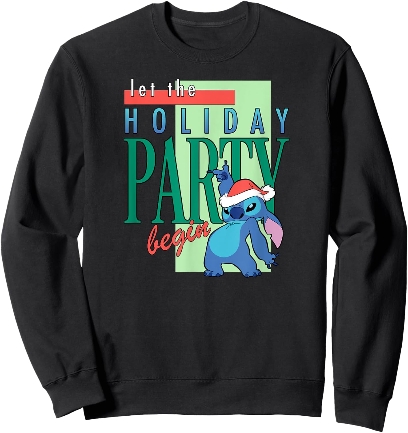 Amazon Essentials Stitch Santa Let The Holiday Party Begin Sweatshirt - Sweatshirt | Black