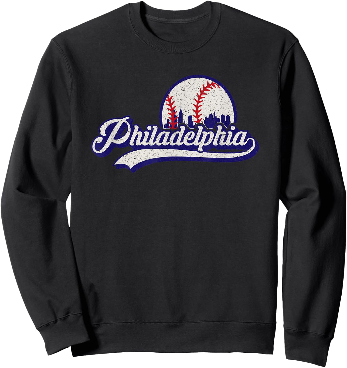 Vintage Distressed Philly Baseball Lovers Sweatshirt - Sweatshirt | Black