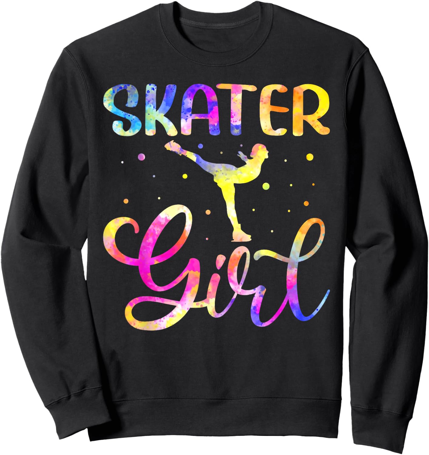 Skater Girl Colorful Skating Figure Winter Sports Sweatshirt - Sweatshirt | Black