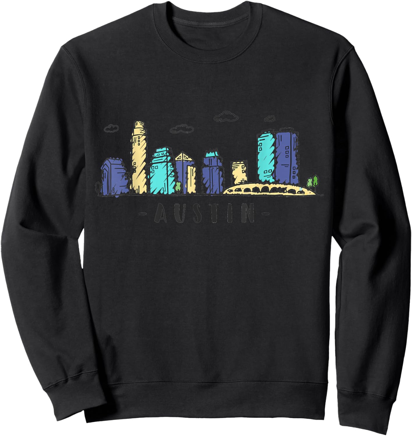 Austin Texas Vintage Skyline Sweatshirt - Sweatshirt | Black