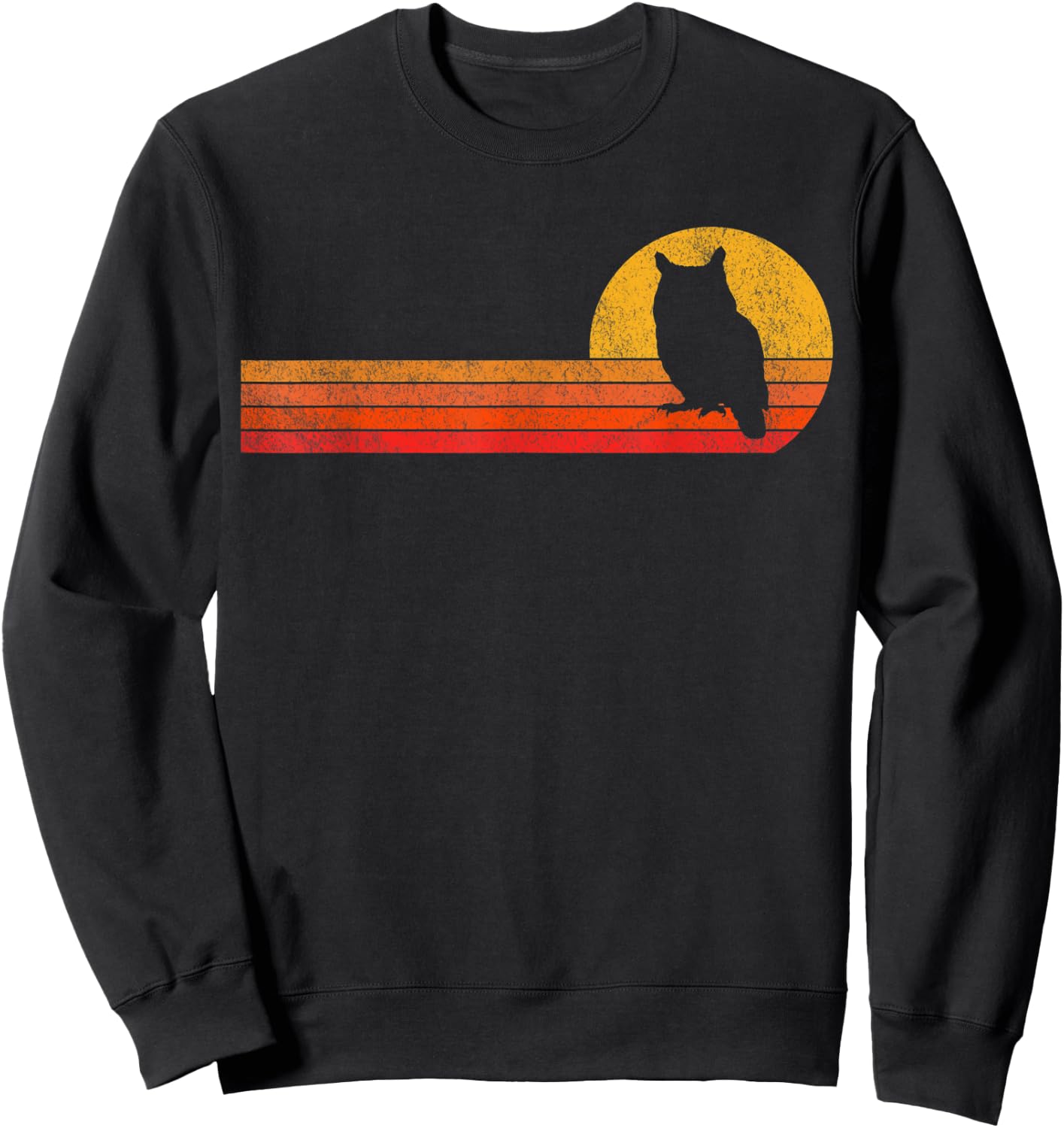 Retro Owl Lover Funny Owl Vintage Sweatshirt - Sweatshirt | Black