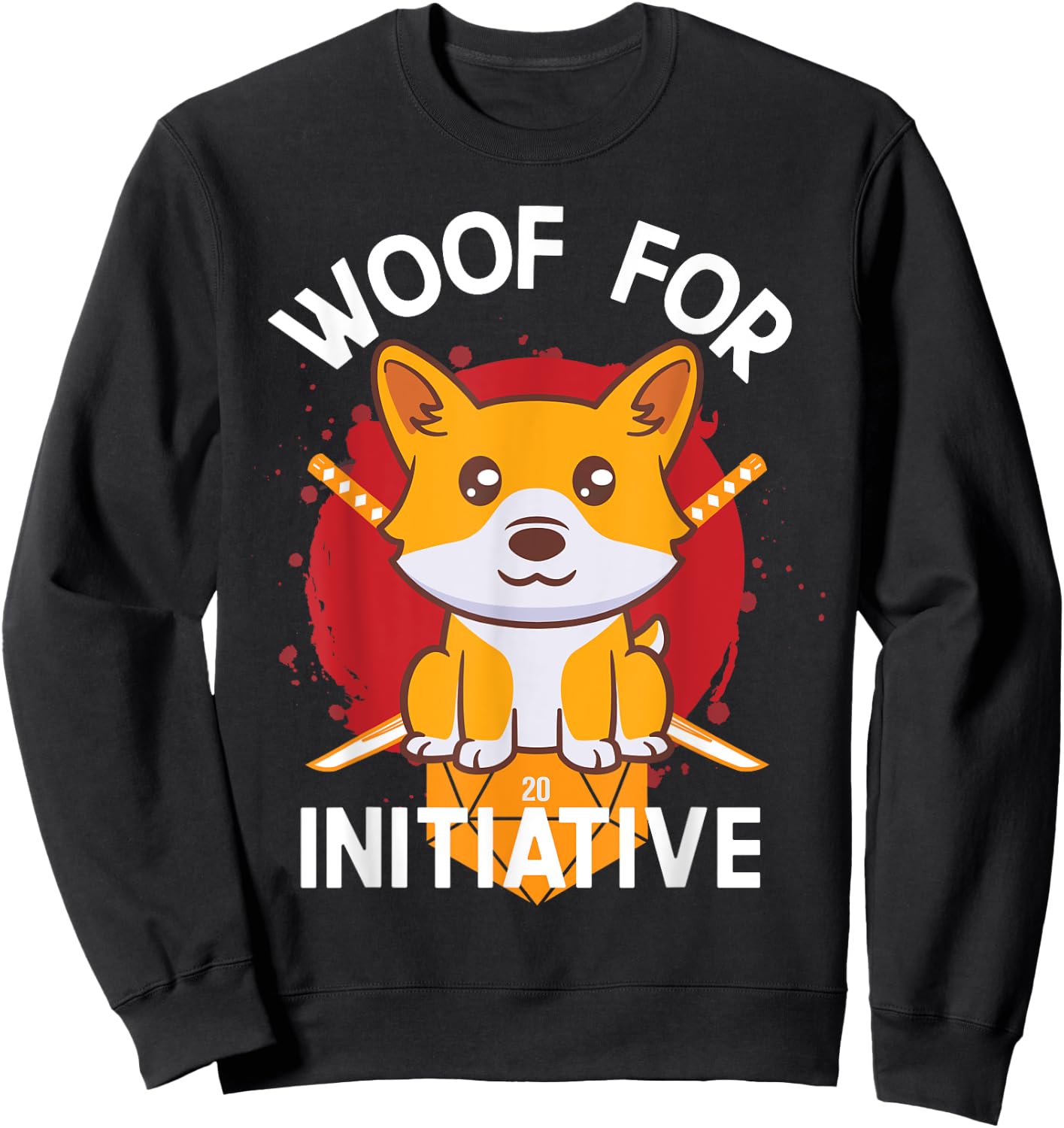 Corgi Lovers Gamer Woof For Initiative D20 RPG Sweatshirt - Sweatshirt | Black
