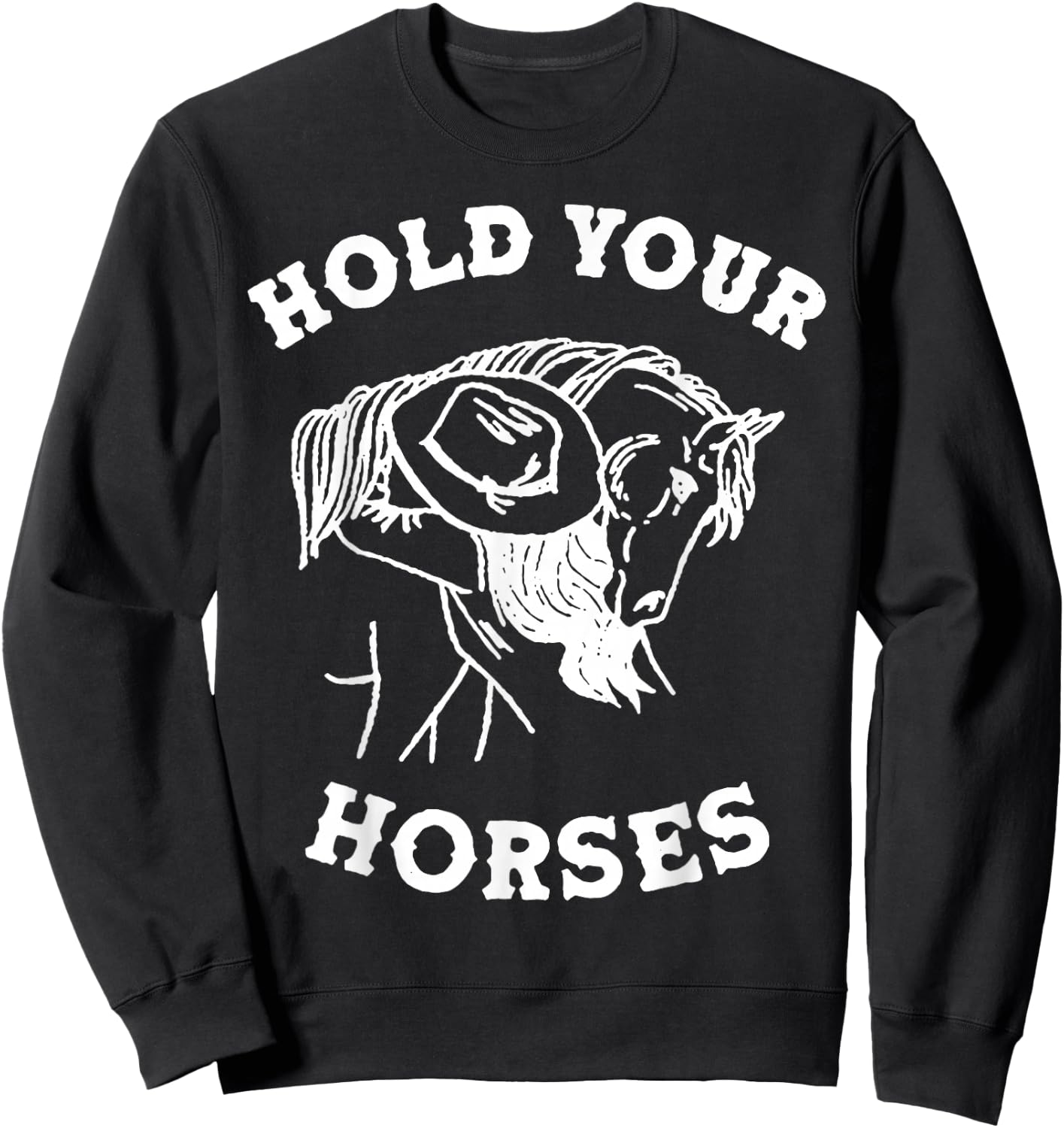 Hold Your Horses Retro Cowgirl Sweatshirt - Sweatshirt | Black