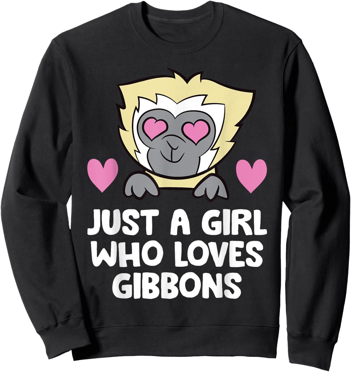Just a Girl Who Loves Gibbons Cute Gibbon Monkey Sweatshirt - Sweatshirt | Black