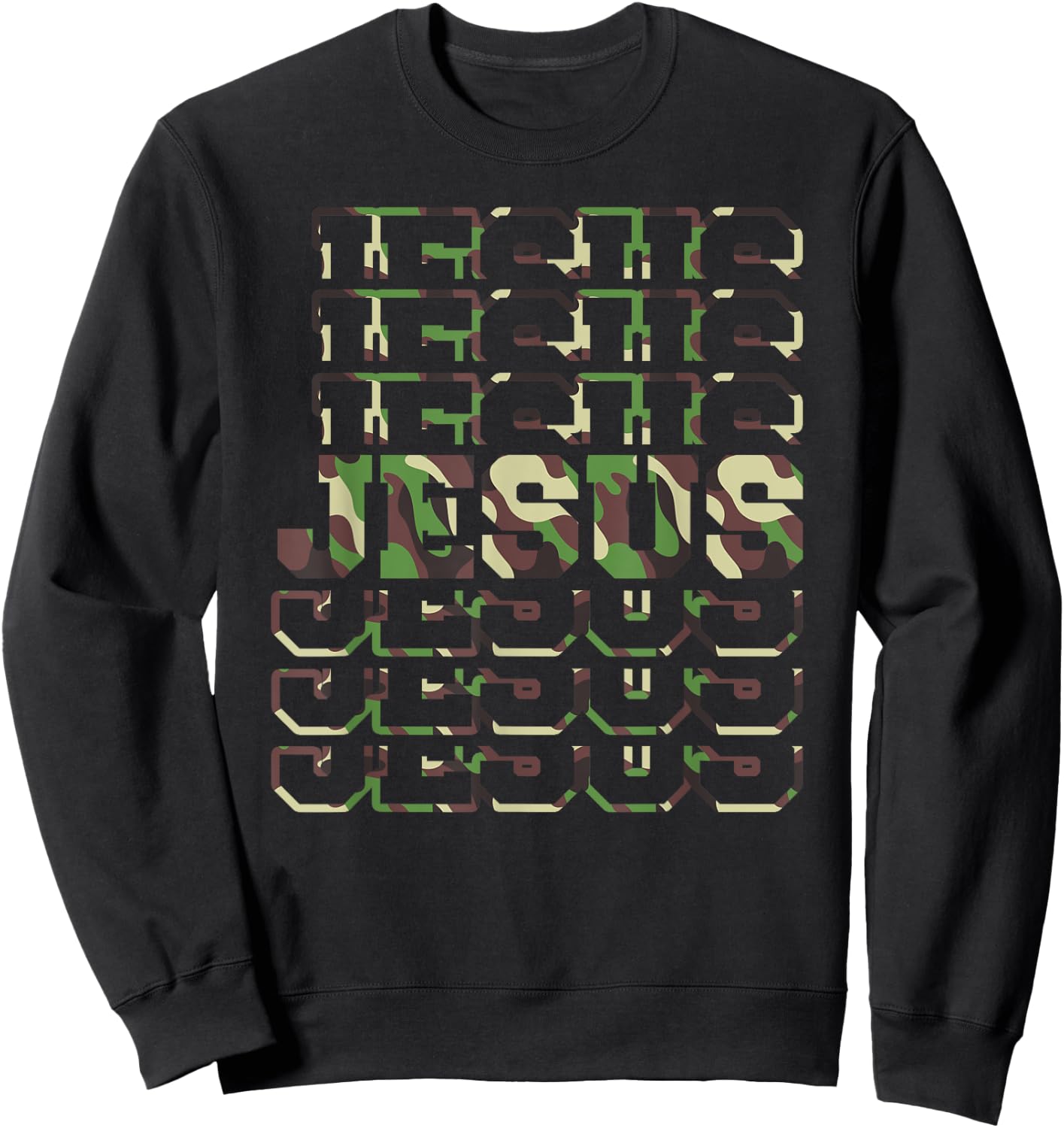 Jesus Camo Design, Camo Scripture Jesus Faith Sweatshirt - Sweatshirt | Black