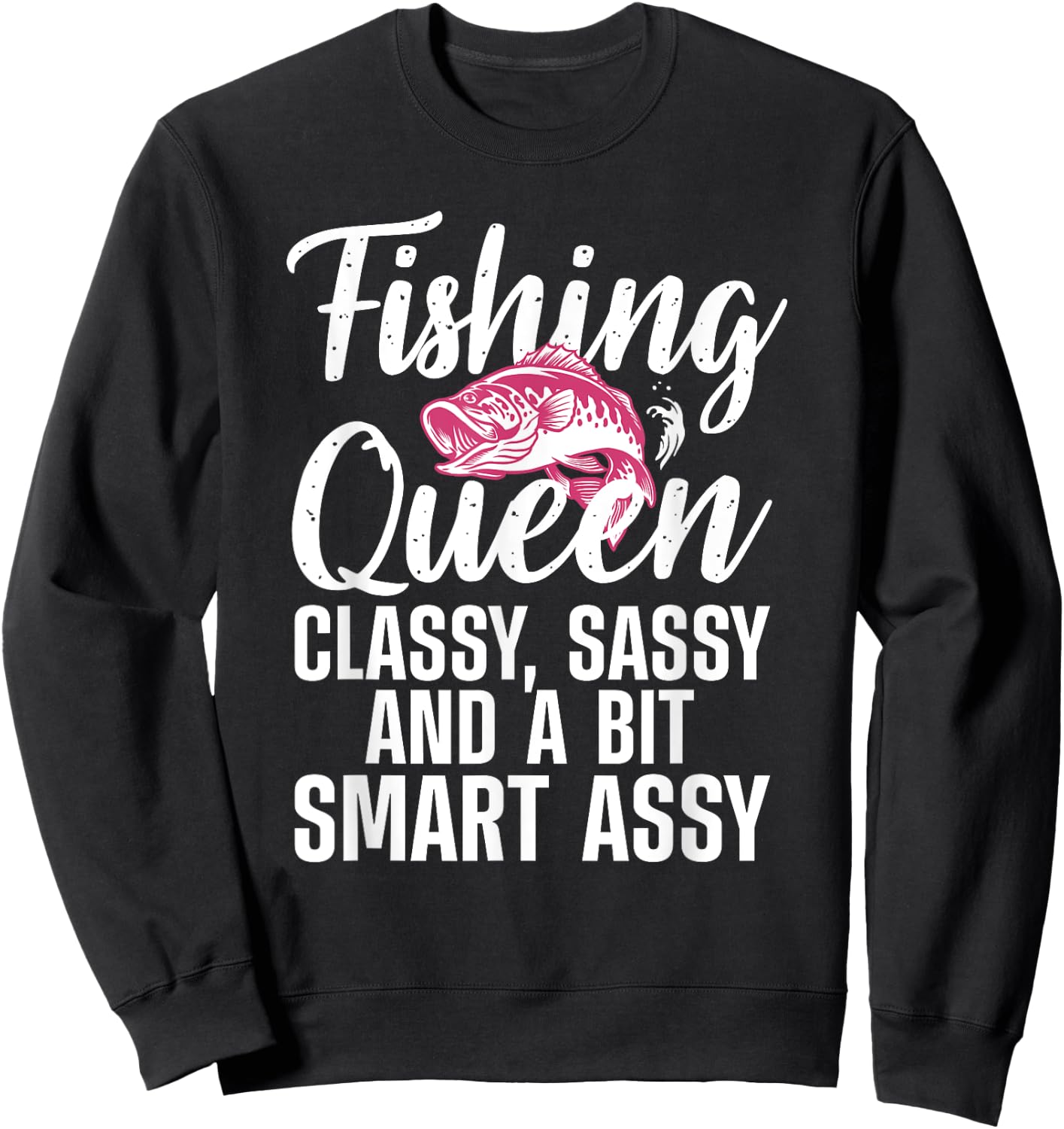 Funny Fishing Queen Design Ladies Fishing Lovers Sweatshirt - Sweatshirt | Black