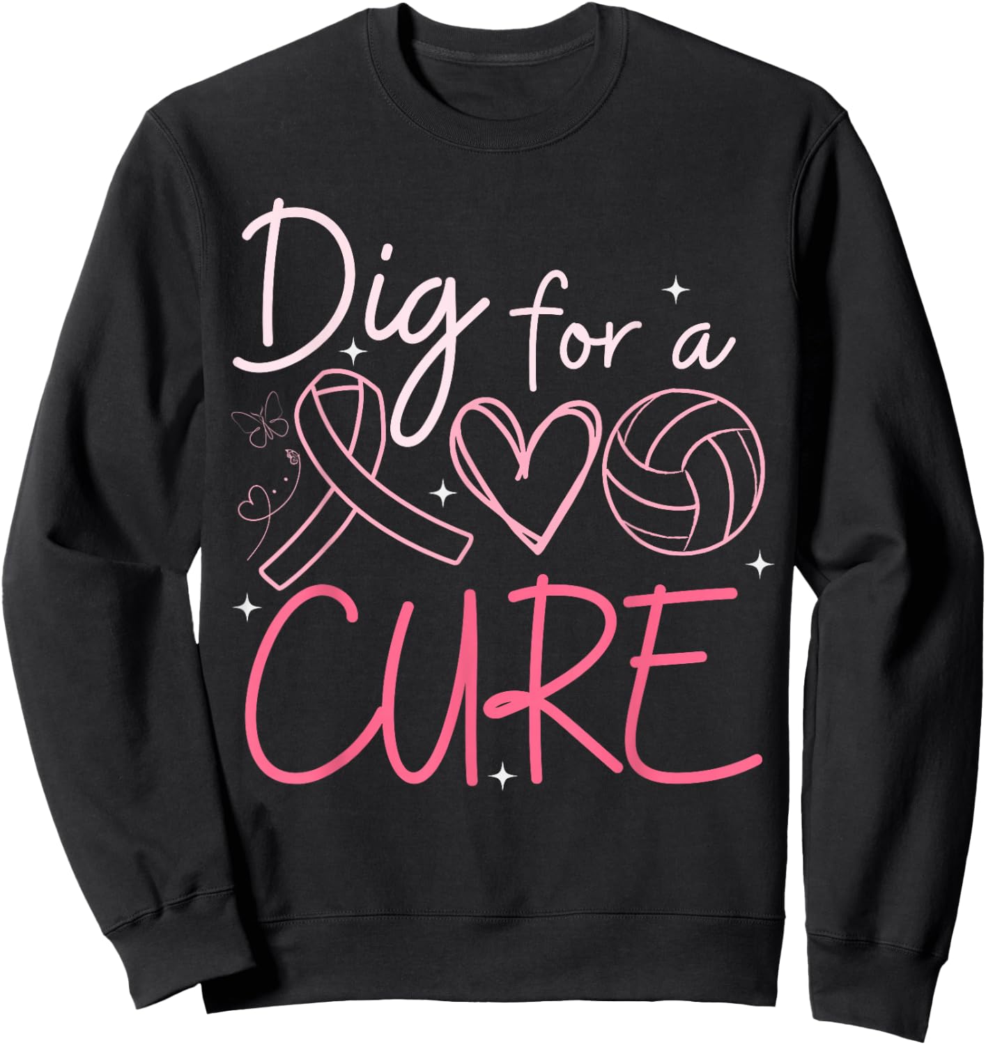 Breast Cancer Awareness Dig For A Cure Volleyball Pink Out Sweatshirt - Sweatshirt | Black
