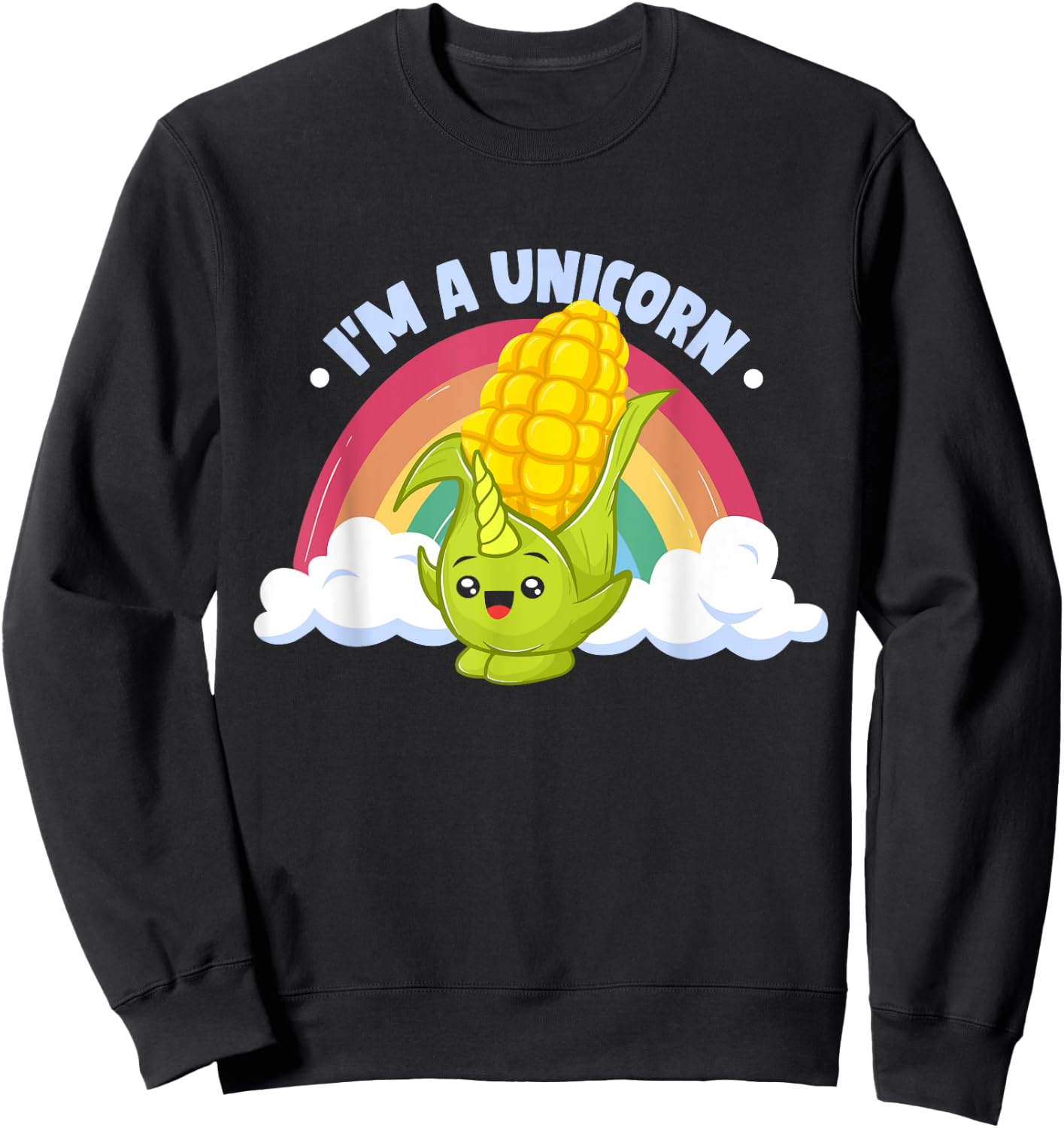 Maize Toddler Farming Corn Kids Crop I'm A Unicorn Sweatshirt - Sweatshirt | Black