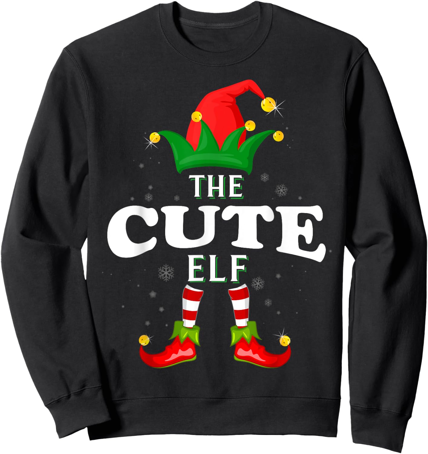 Xmas Cute Elf Family Matching Christmas Pajama Sweatshirt - Sweatshirt | Black