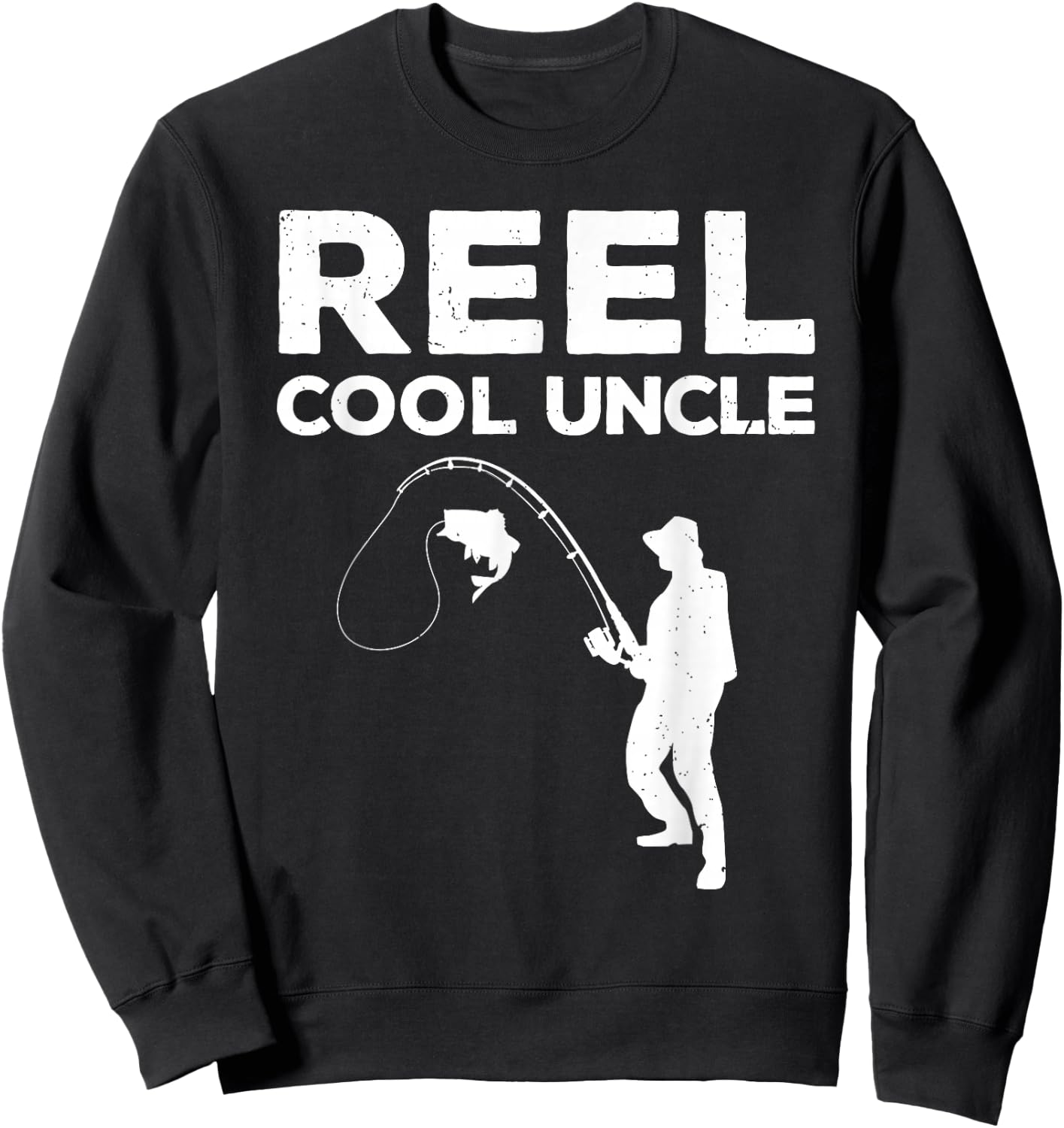 Funny First Time Uncle Design Reel Fishing Lover Sweatshirt - Sweatshirt | Black