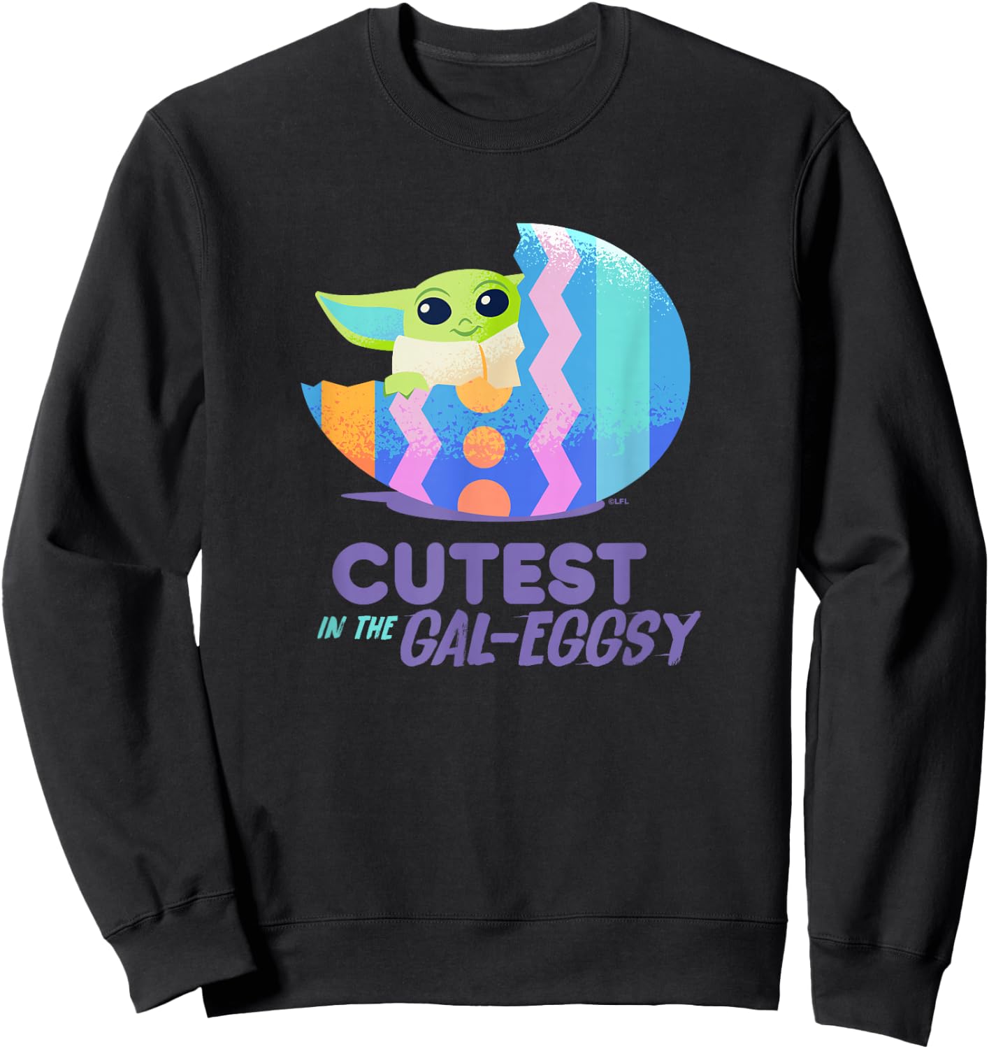 Star Wars The Mandalorian Grogu Easter Cutest in Gal-Eggsy Sweatshirt - Sweatshirt | Black