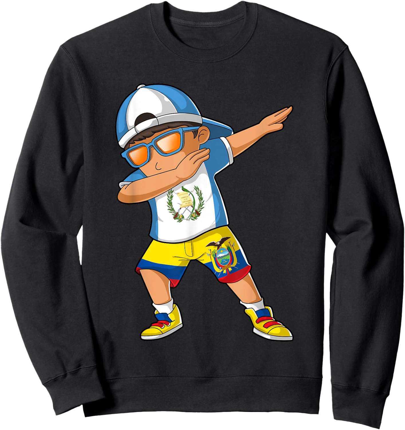 Half Guatemalan Half Ecuadorian Boy Guatemala Flag Sweatshirt - Sweatshirt | Black