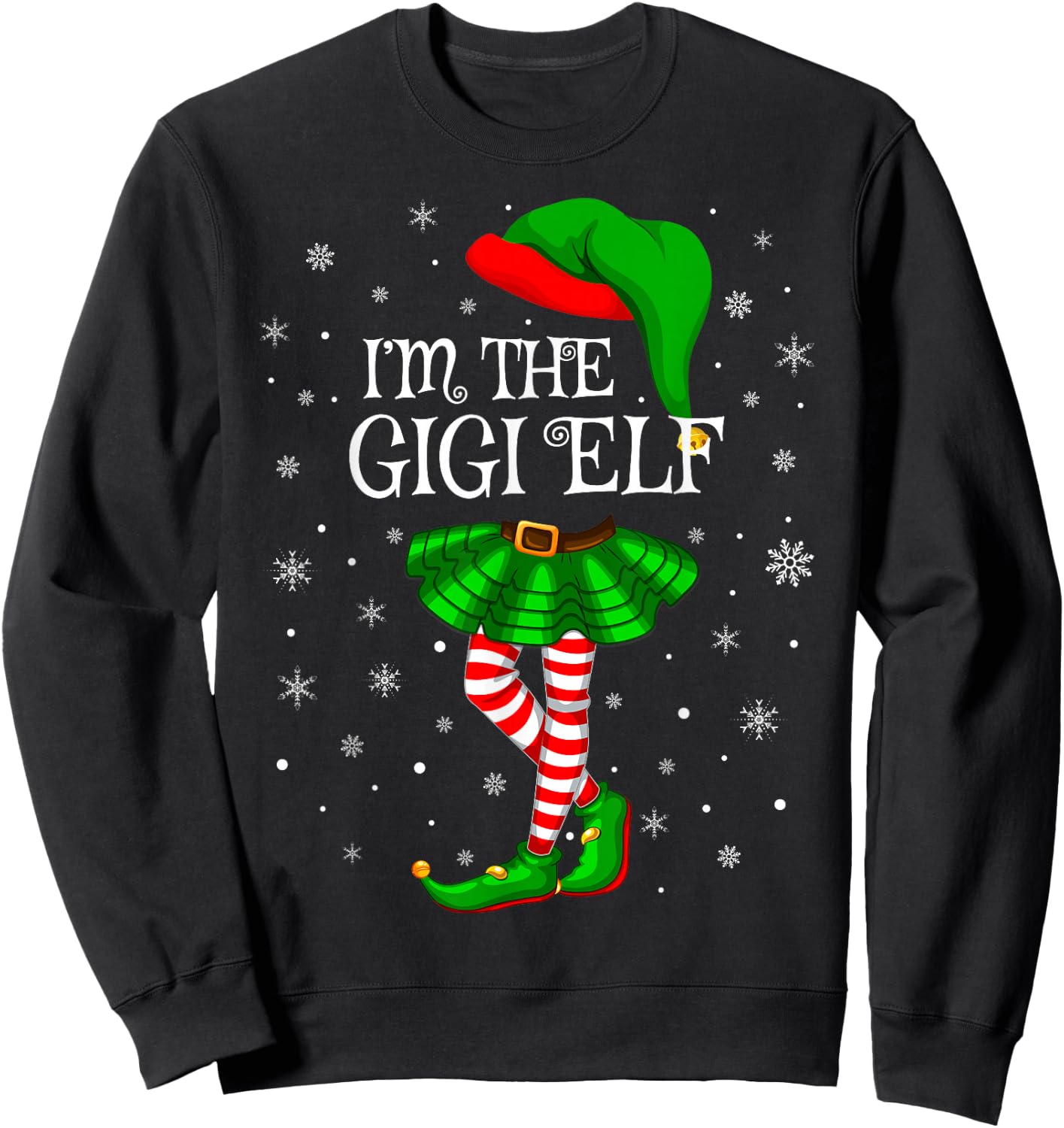 Matching Family Group I'm The Gigi Elf Christmas Sweatshirt - Sweatshirt | Black