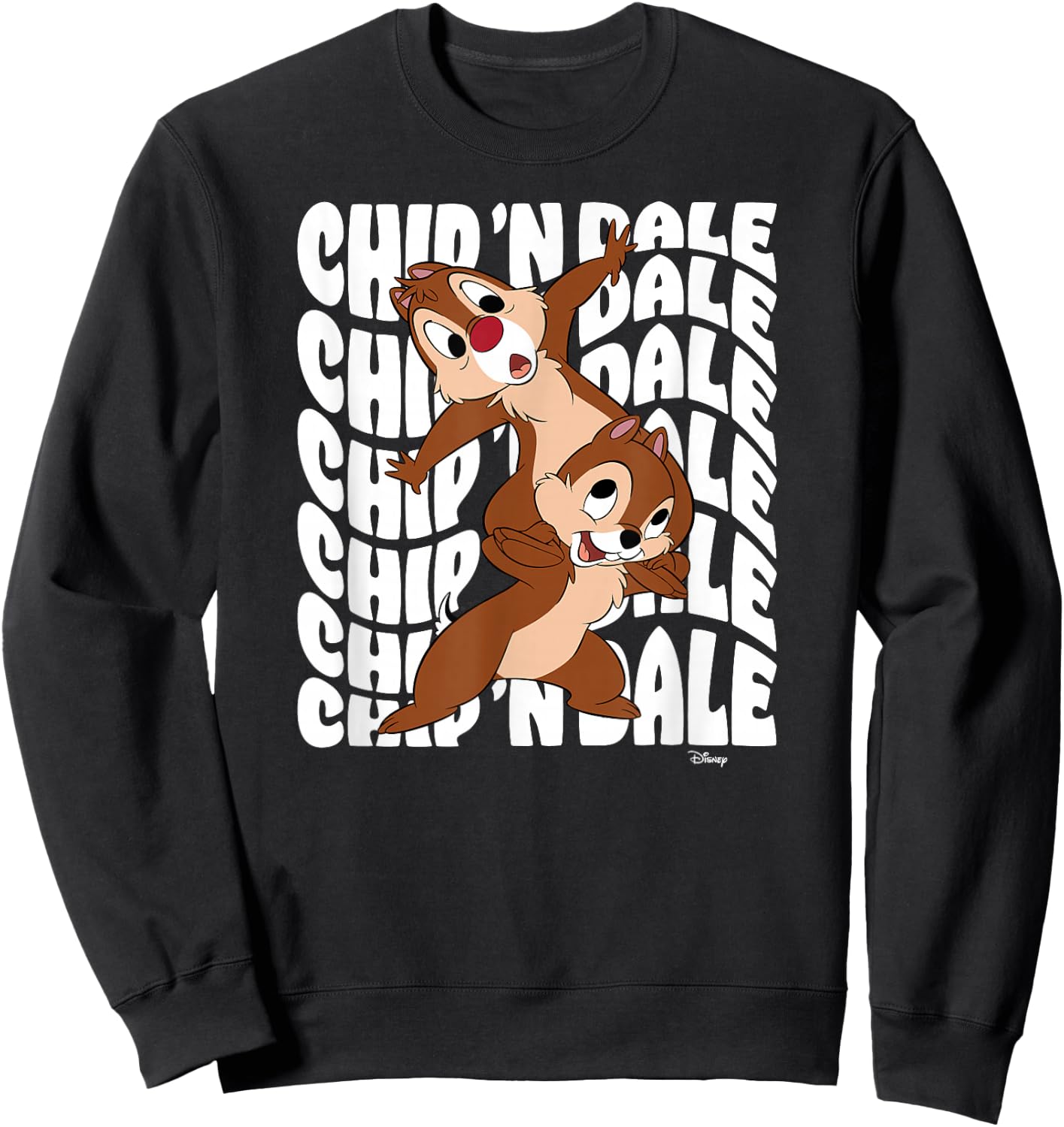 Chip 'N Dale Rescue Rangers - Wavy Stacked Sweatshirt - Sweatshirt | Black