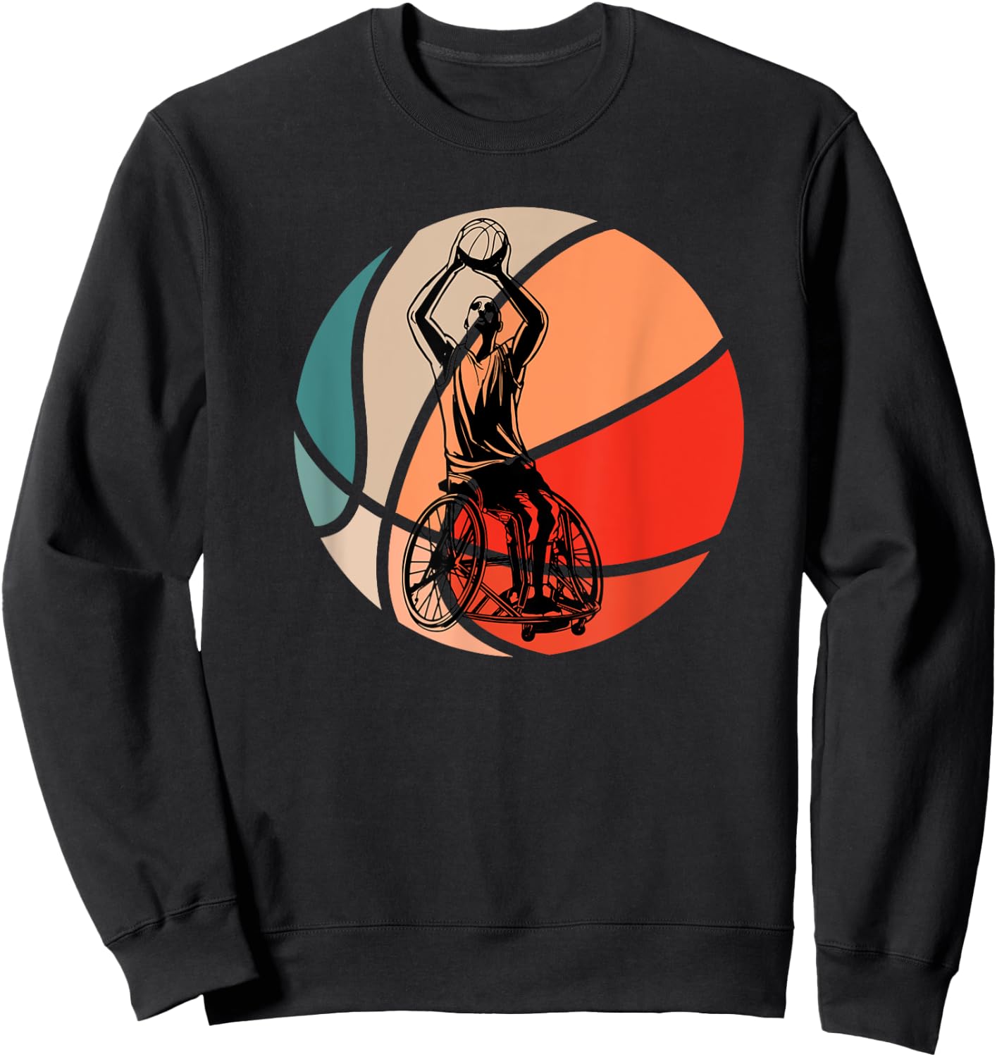 Retro Vintage Wheelchair Basketball Sweatshirt - Sweatshirt | Black