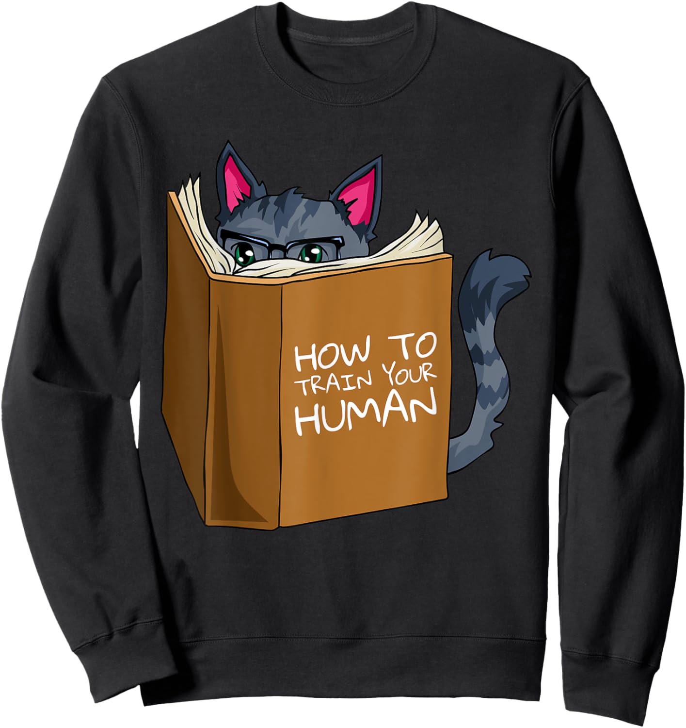 Funny Cat How To Train Your Human Hilarious Cats Meow Kitty Sweatshirt - Sweatshirt | Black