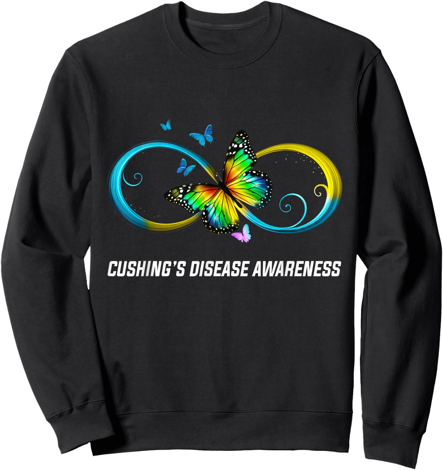 Infinity Butterfly Cushing's Disease Awareness Sweatshirt - Sweatshirt | Black