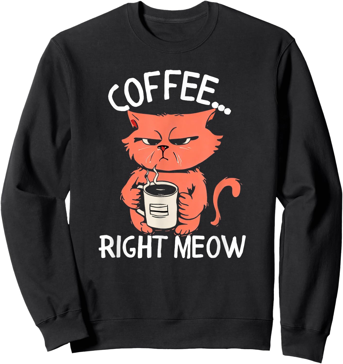 Coffee Right Meow Funny Cat Coffee Lovers Saying Quote Sweatshirt - Sweatshirt | Black