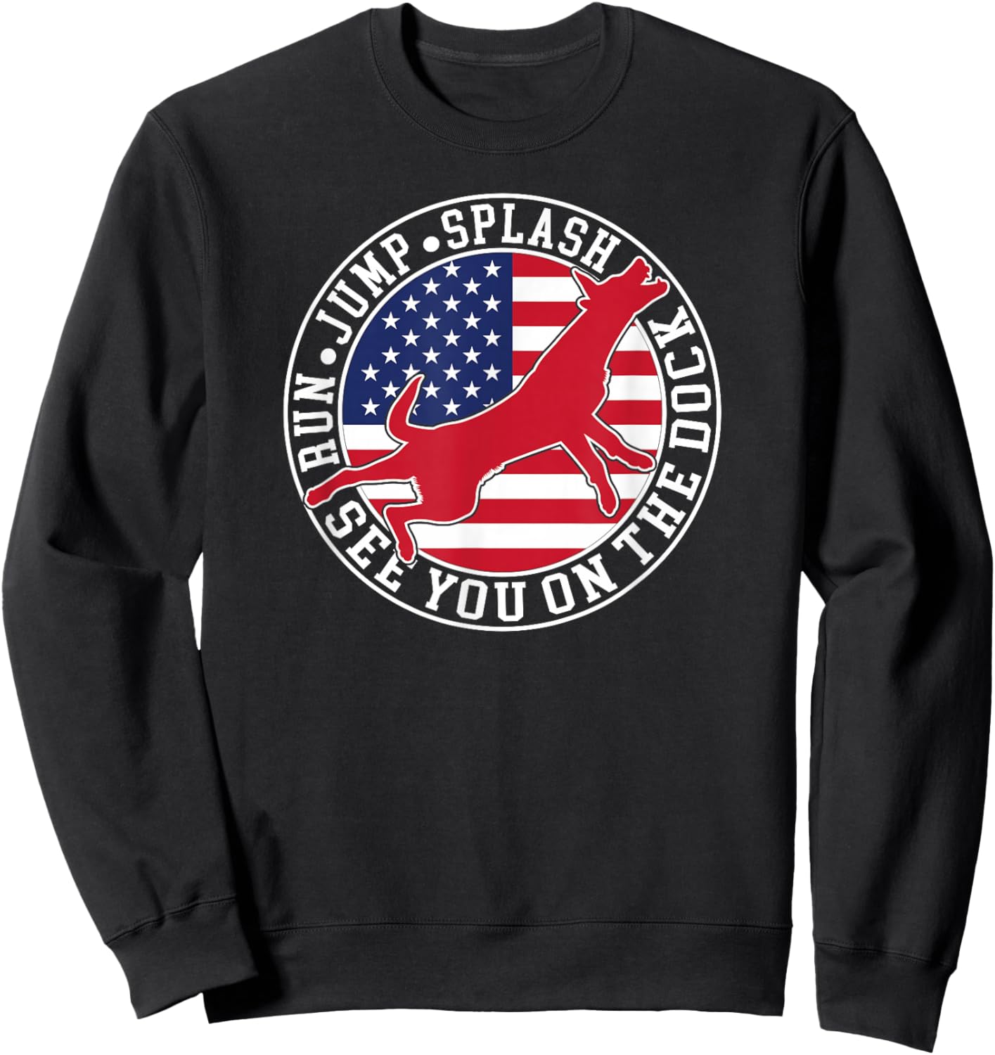 Dog Dock Jumping Dock Diving Dogs American Flag Sweatshirt - Sweatshirt | Black