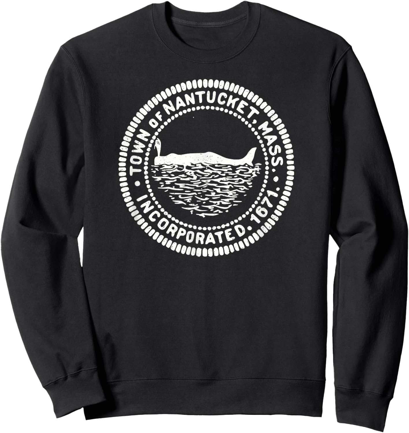 Nantucket Massachusetts Flag Seal Sweatshirt - Sweatshirt | Black