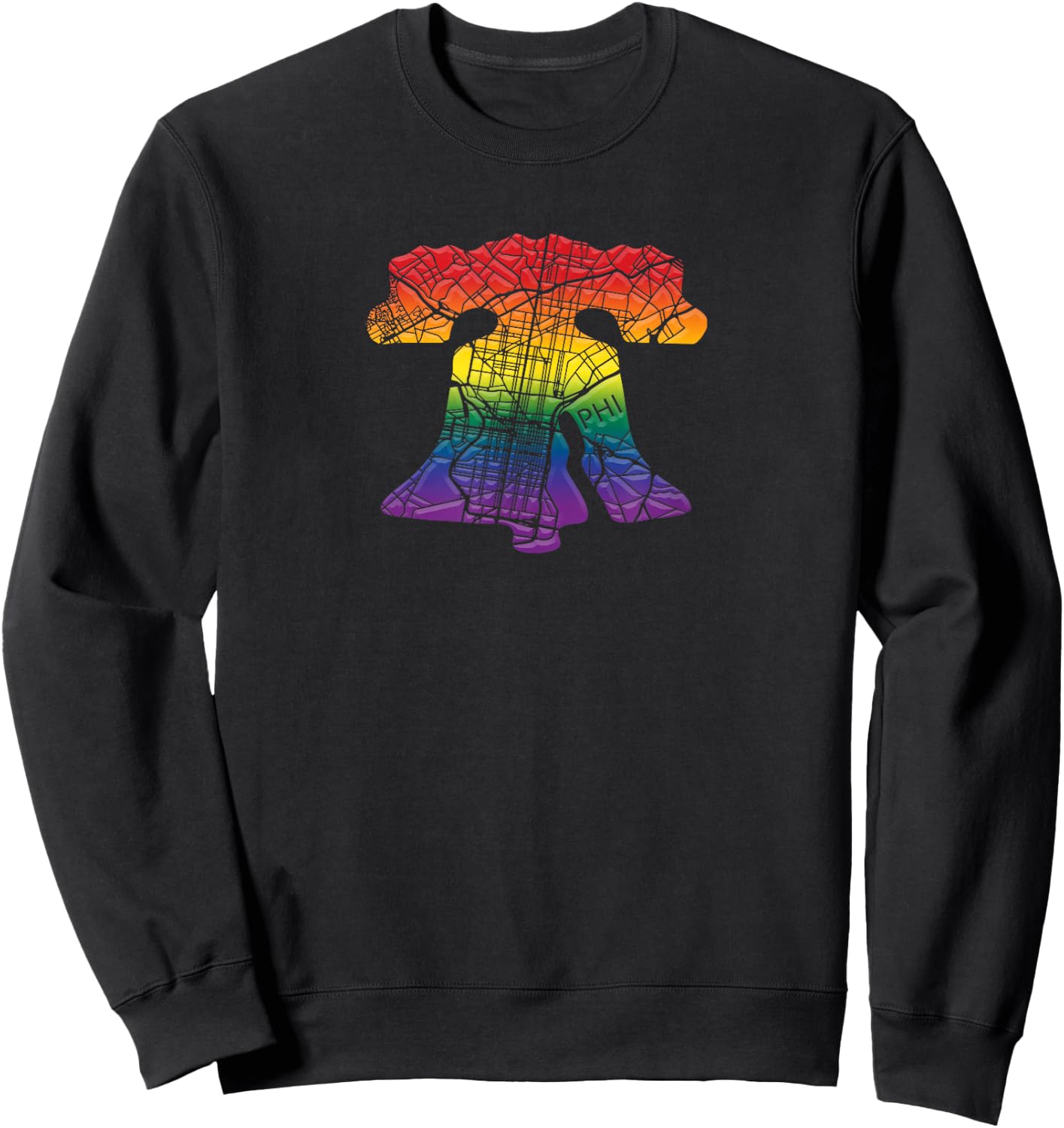 Rainbow Gay Pride Love Philly Liberty Bell 215 Philadelphia Sweatshirt - Sweatshirt | Black