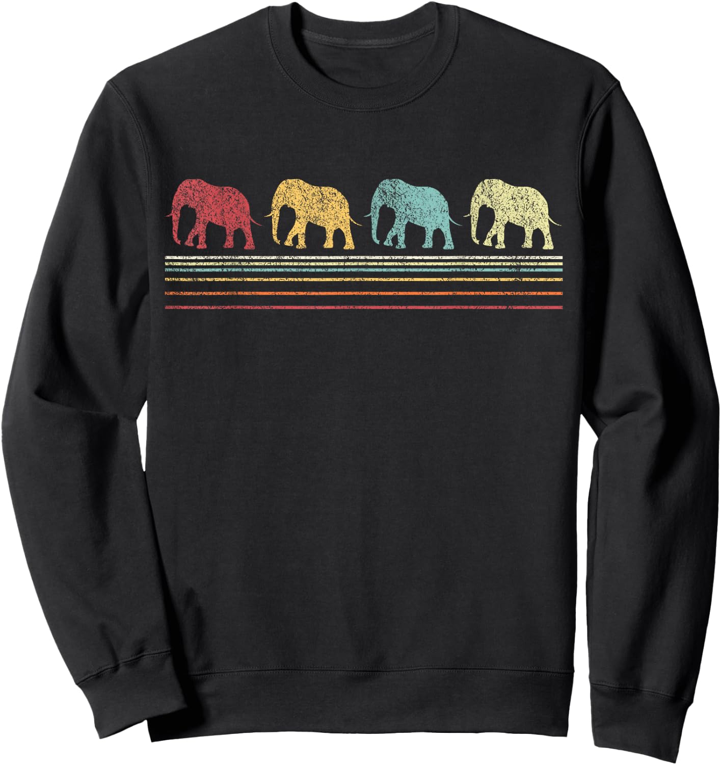 Elephant Lover Funny Elephant Retro Sweatshirt - Sweatshirt | Black