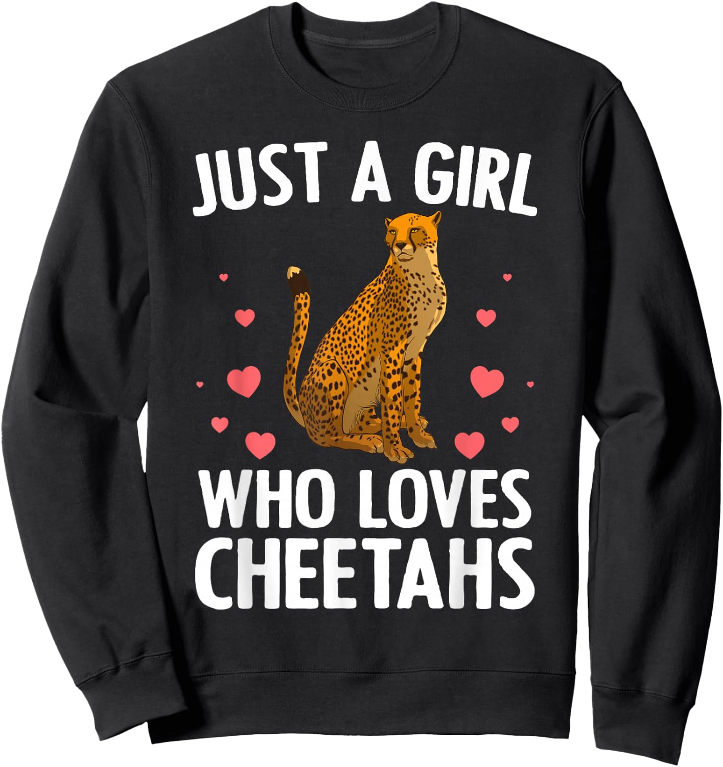 Cute Cheetah Design Girls Cat Animal Cheetah Lover Sweatshirt - Sweatshirt | Black