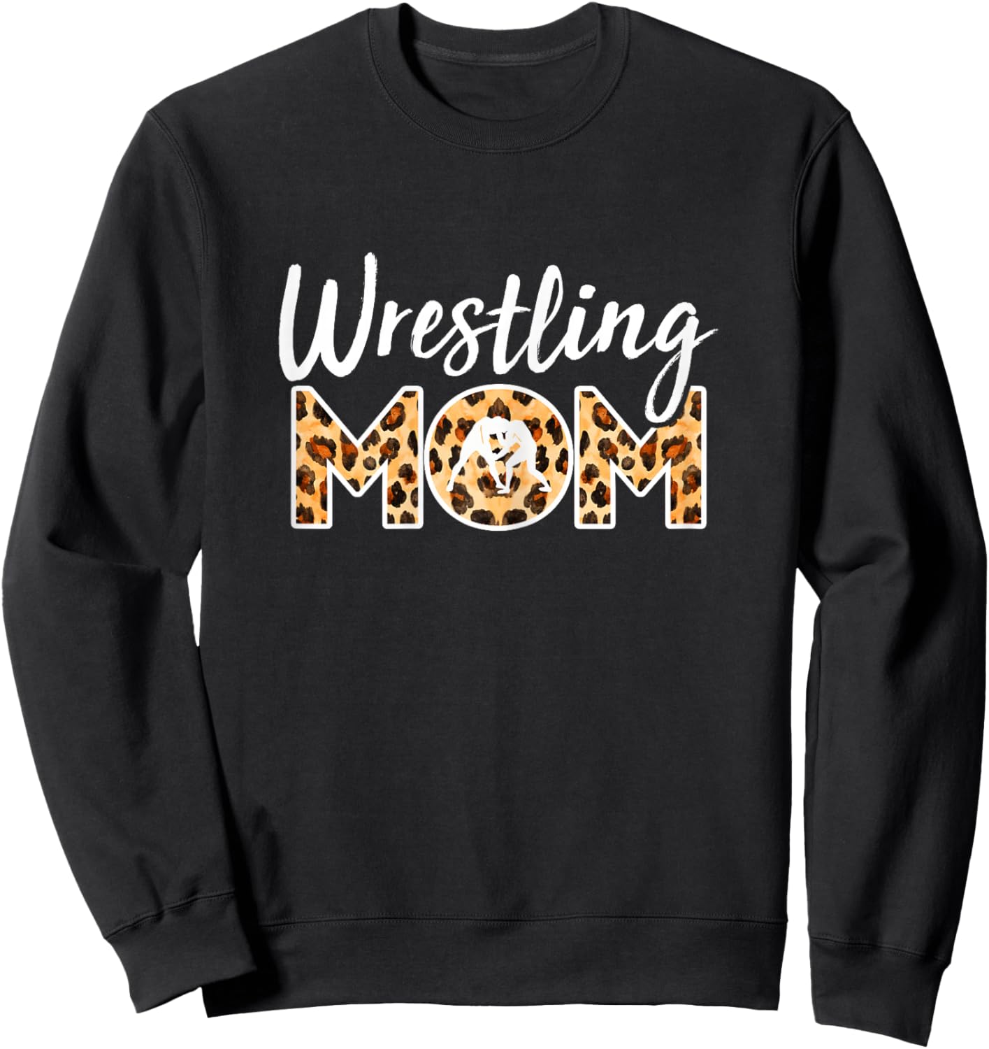 Wrestling Mom Presents Wrestler Mom Leopard Print Sweatshirt - Sweatshirt | Black