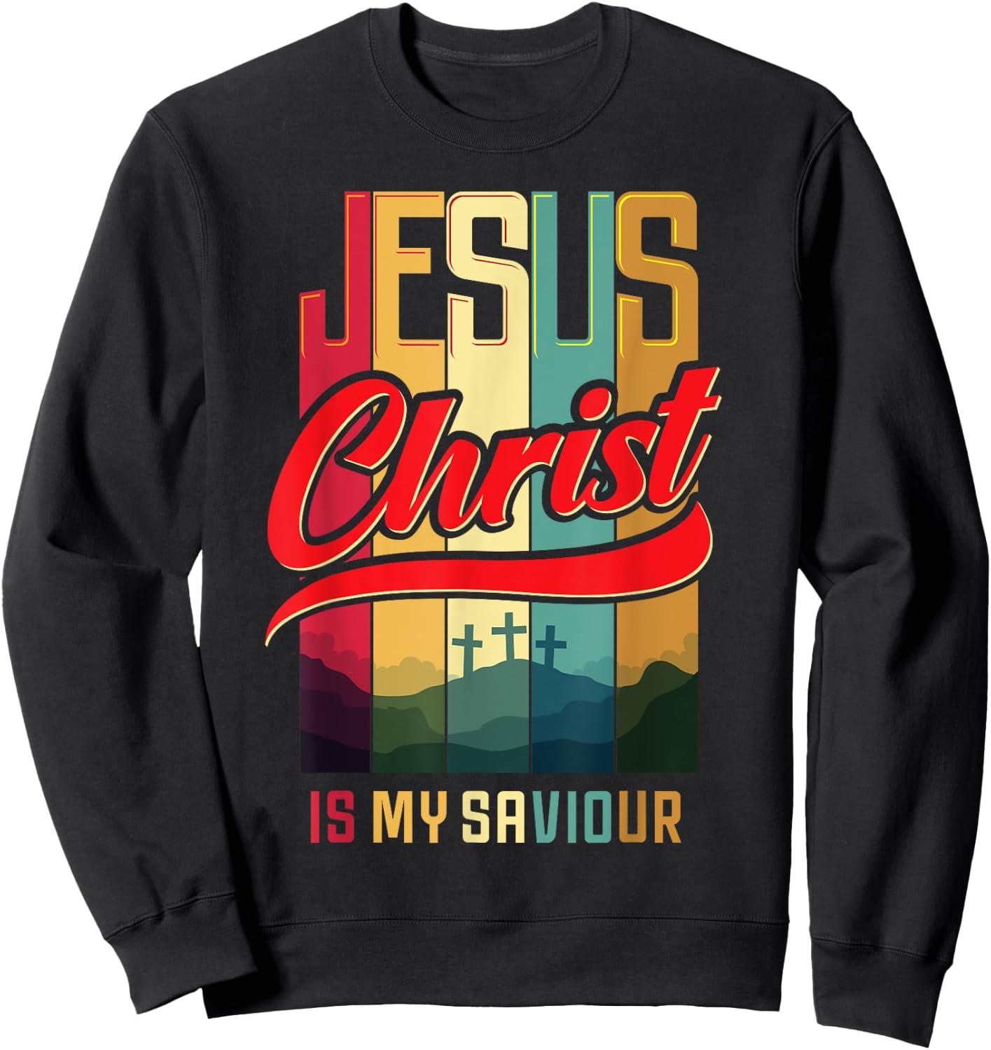 WORTHY WEAR Christian Design Jesus Christ Is My Saviour and King - Black - Small - -Adults - Short Sleeve - Classic Fit - Cotton, Polyester Sweatshirt - Sweatshirt | Black