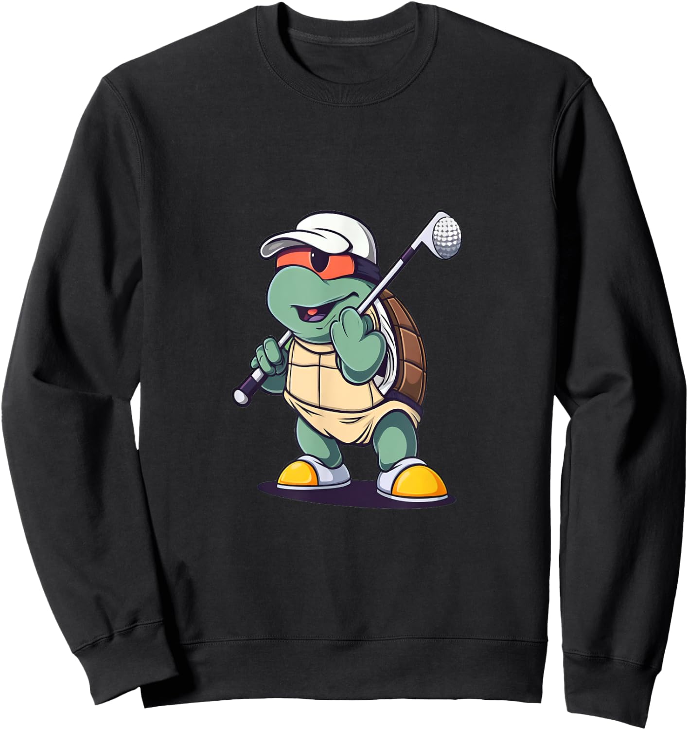 Turtle Tortoise Playing Golf Golfer Golfing Sweatshirt - Sweatshirt | Black