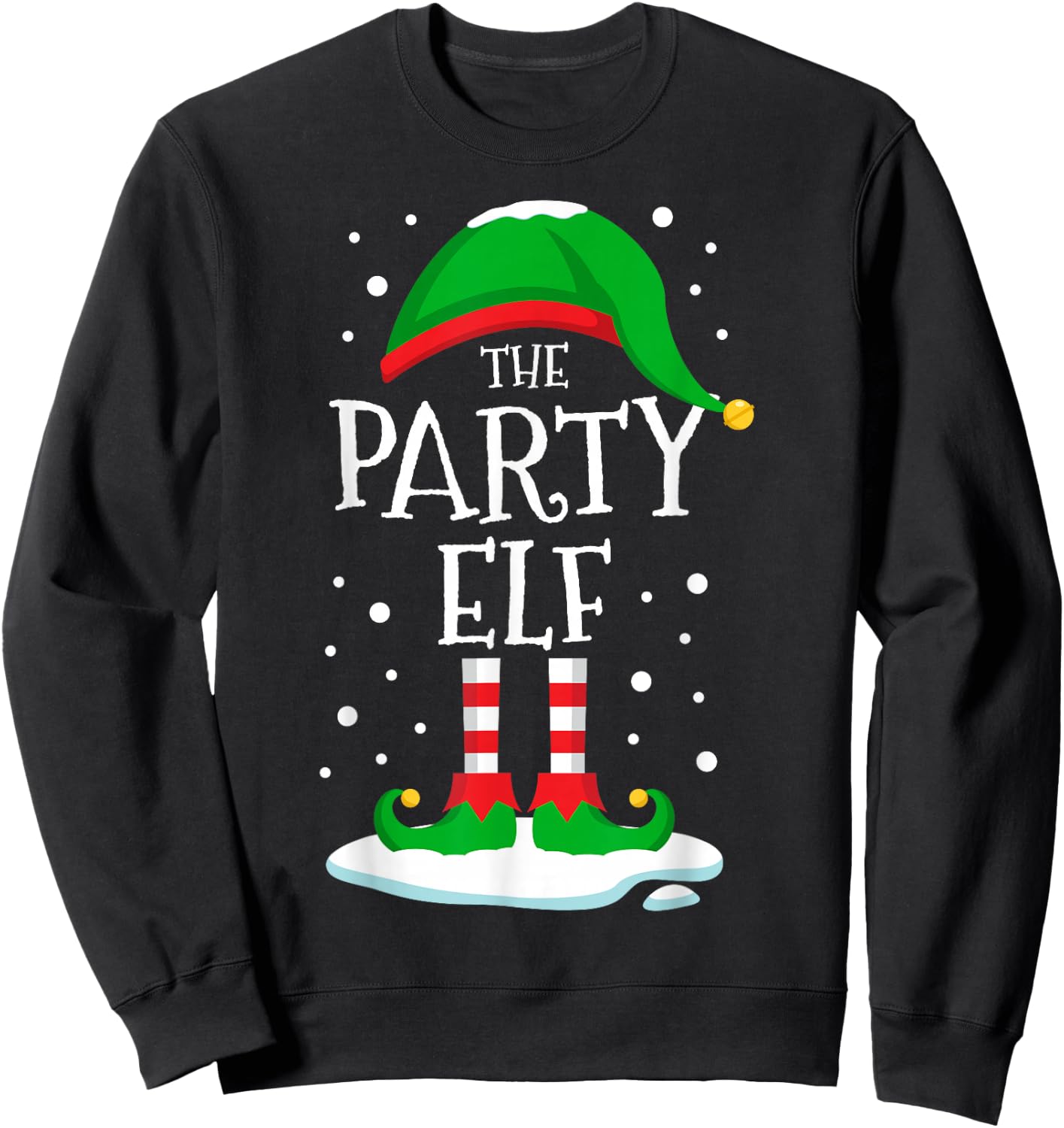 The Party Elf Christmas Family Matching Xmas Group Funny Sweatshirt - Sweatshirt | Black