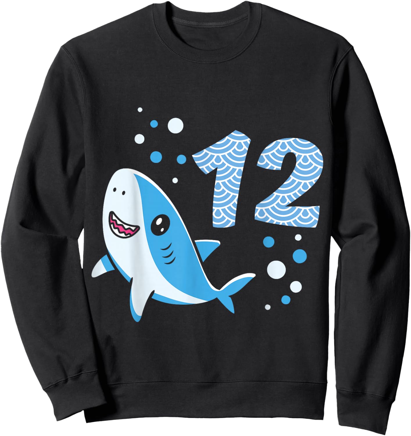 12th Birthday Boys Shark 12 years Old Ocean Shark B-day Sweatshirt - Sweatshirt | Black