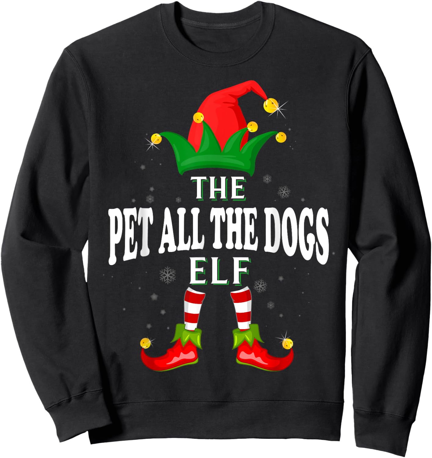 Xmas Pet All The Dogs Elf Family Matching Christmas Pajama Sweatshirt - Sweatshirt | Black