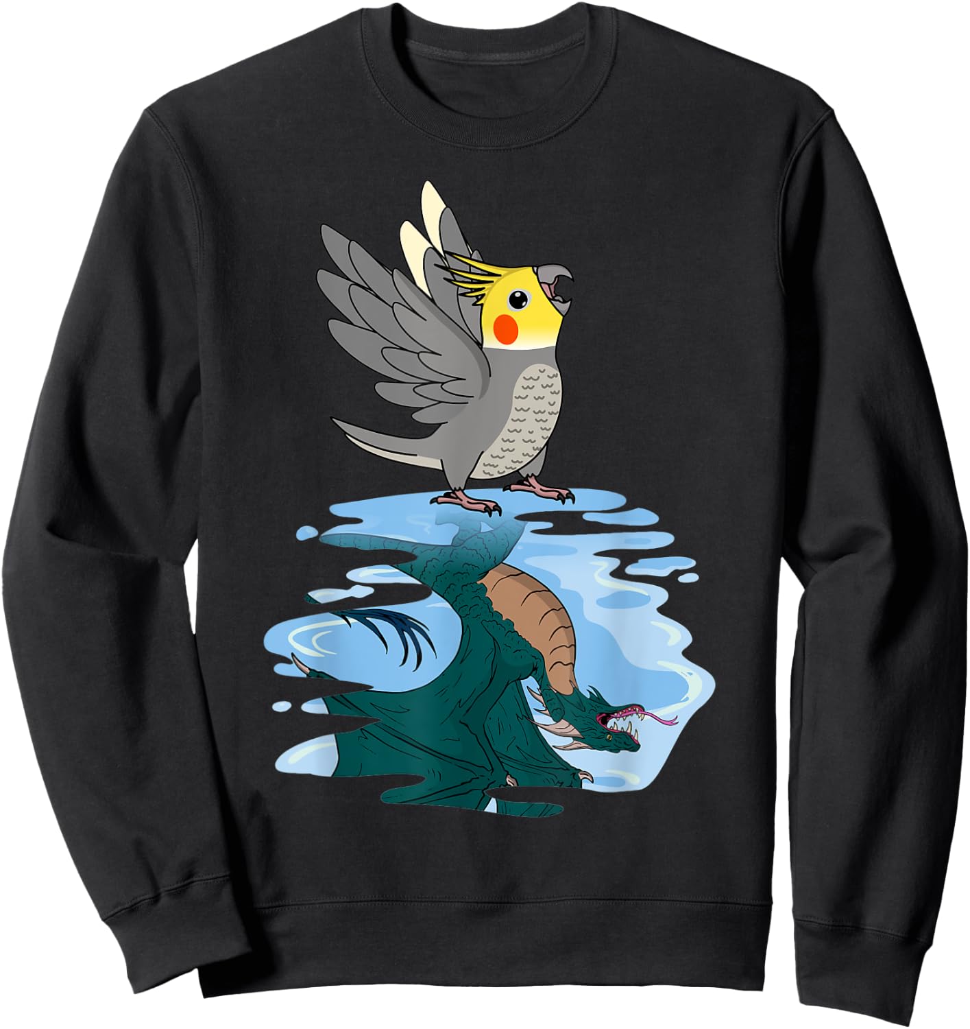 Parrot & Dragon Reflection I Cockatiel Sweatshirt - Sweatshirt | Black
