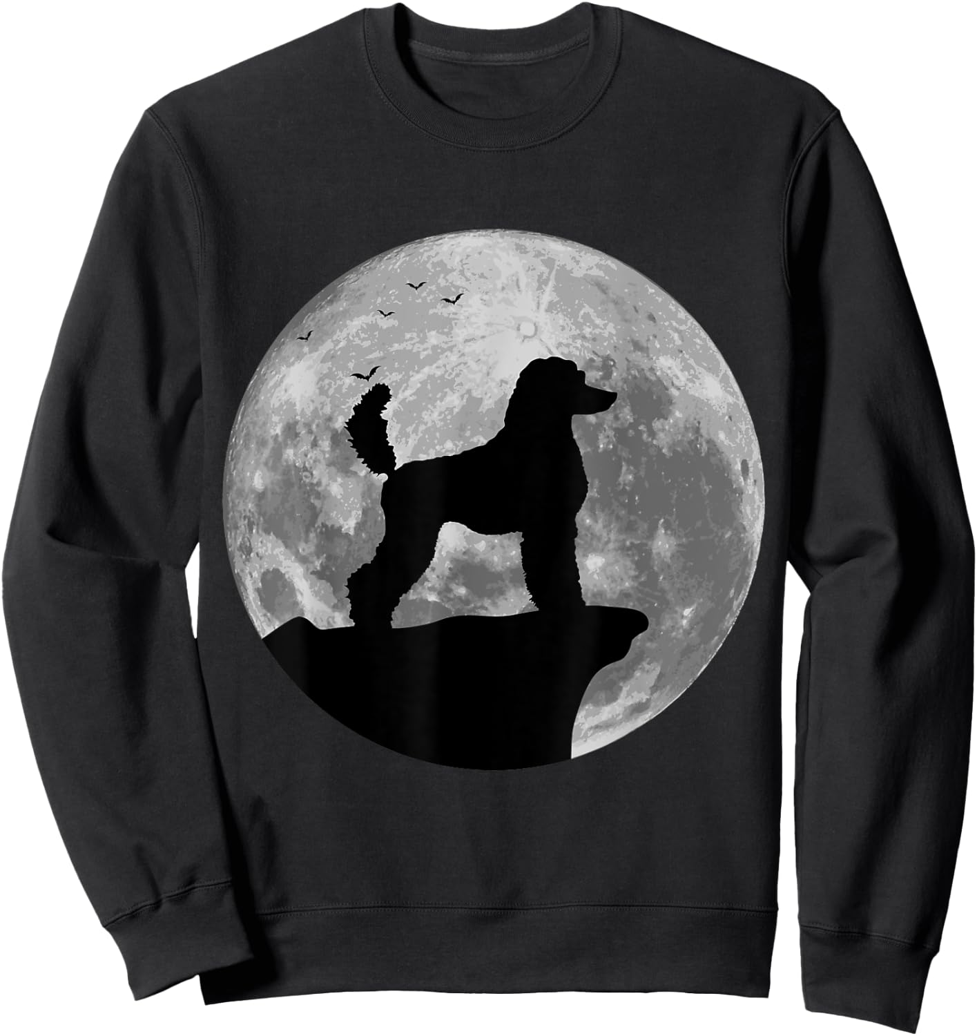 Standard Poodle Silhouette In The Moon Halloween Costume Sweatshirt - Sweatshirt | Black