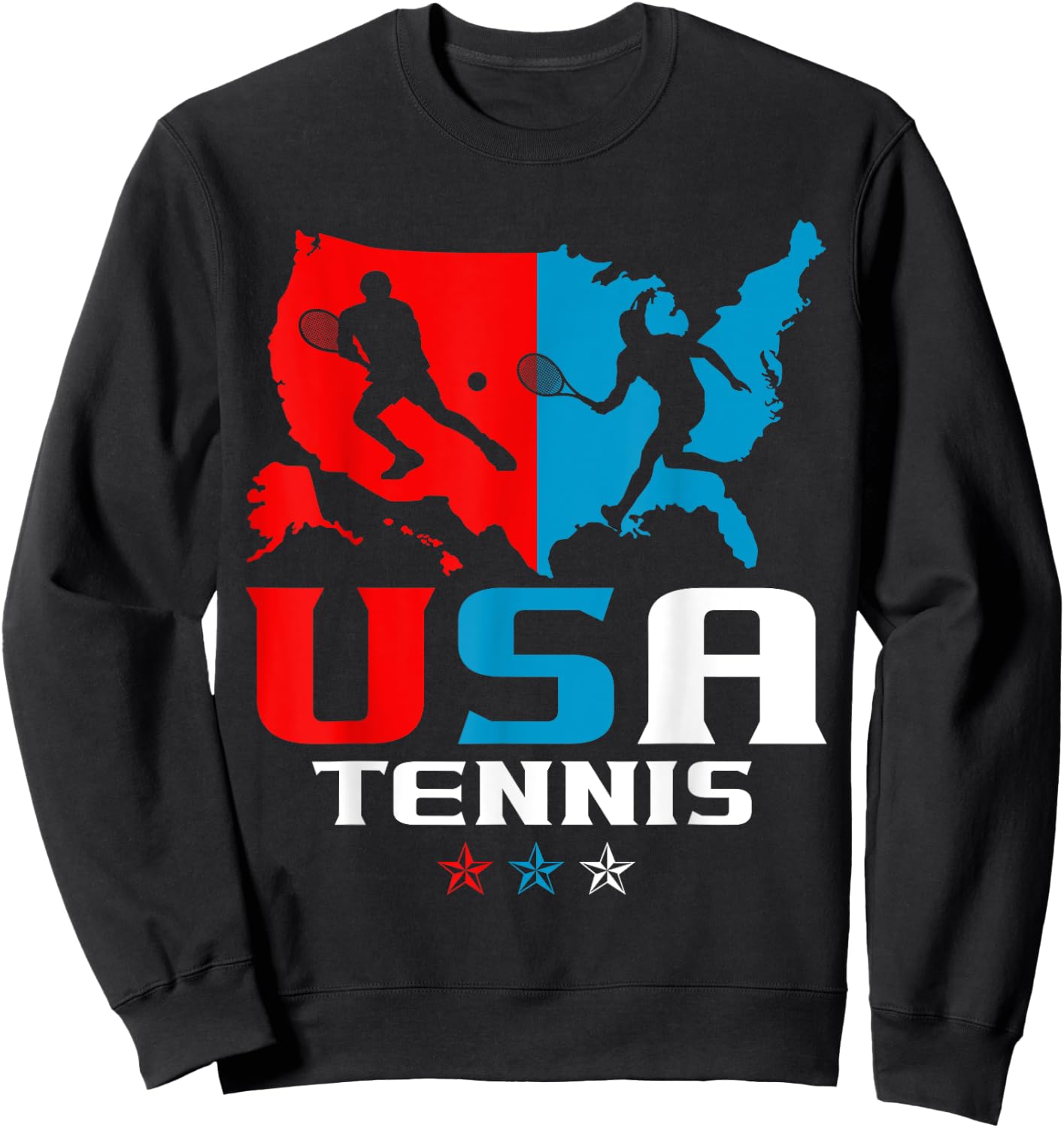 USA Tennis Independence Day American Flag Racket Sports Sweatshirt - Sweatshirt | Black