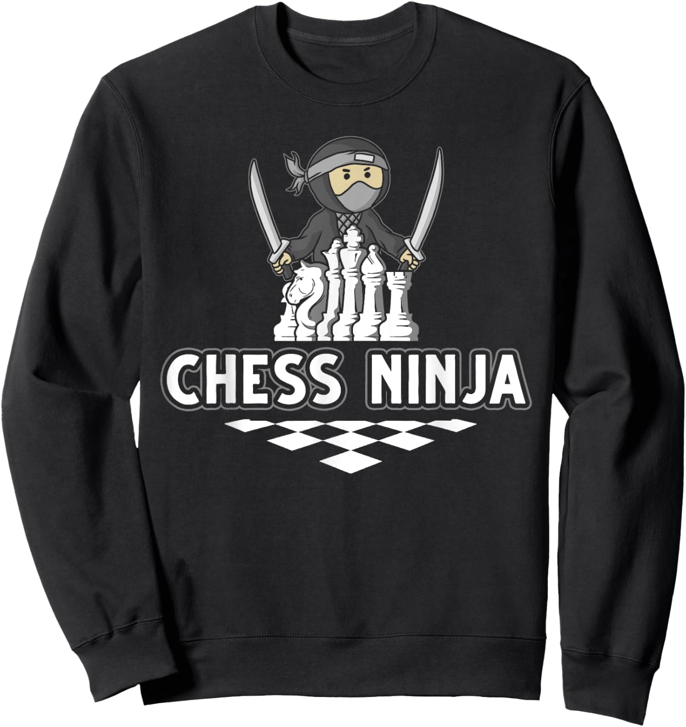 Funny Chess Design Kids Boys Girls Ninja Chess Lover Players Sweatshirt - Sweatshirt | Black