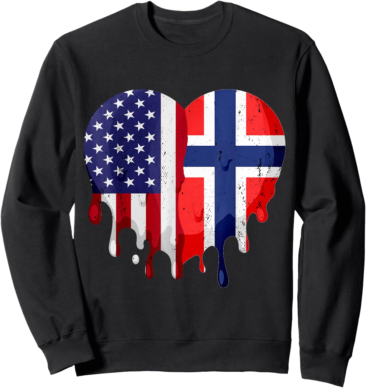 American Norwegian Heritage Month Norway Flag Heart Sweatshirt - Sweatshirt | Black