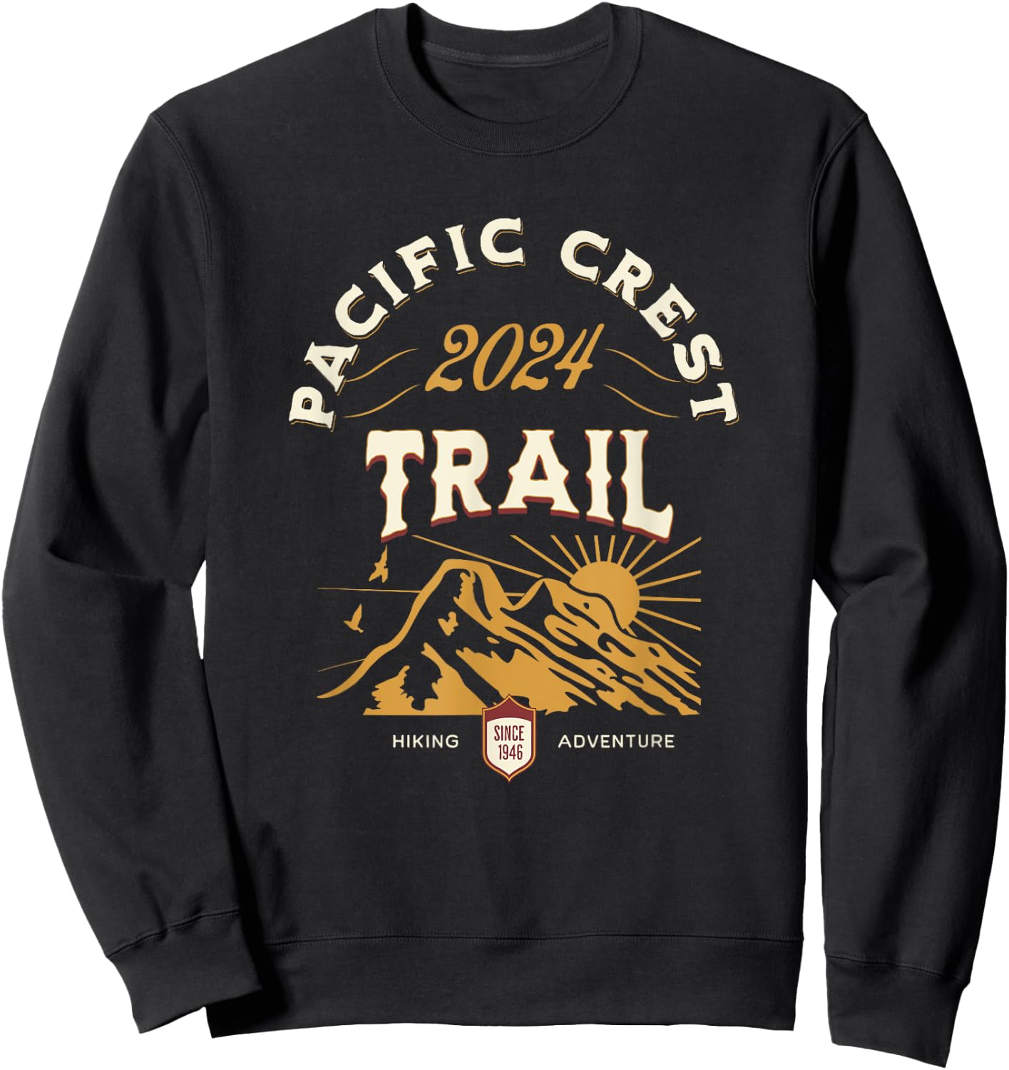 Pacific Crest Trail Apparel -Adults Black Vintage Modern Mix Small Short Sleeve Hiking Vacation Sweatshirt - Sweatshirt | Black