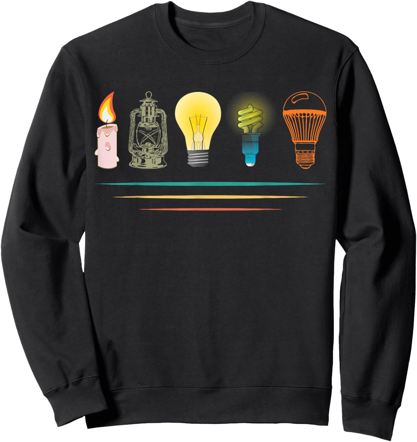 Evolution of light lighting electricity funny electrician Sweatshirt - Sweatshirt | Black