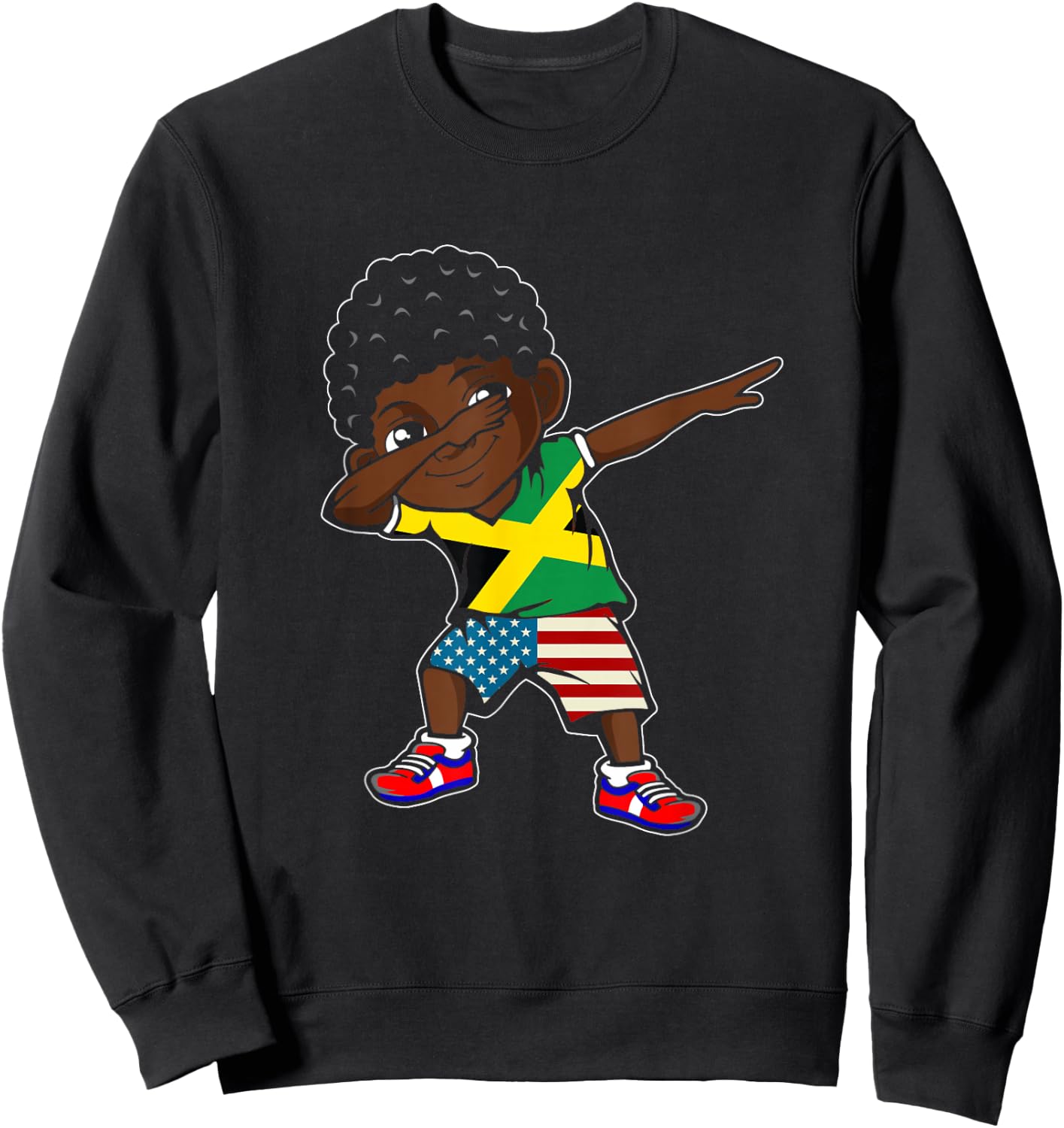 Half American Half Jamaican Boy Kid Jamaica Flag Patriotic Sweatshirt - Sweatshirt | Black